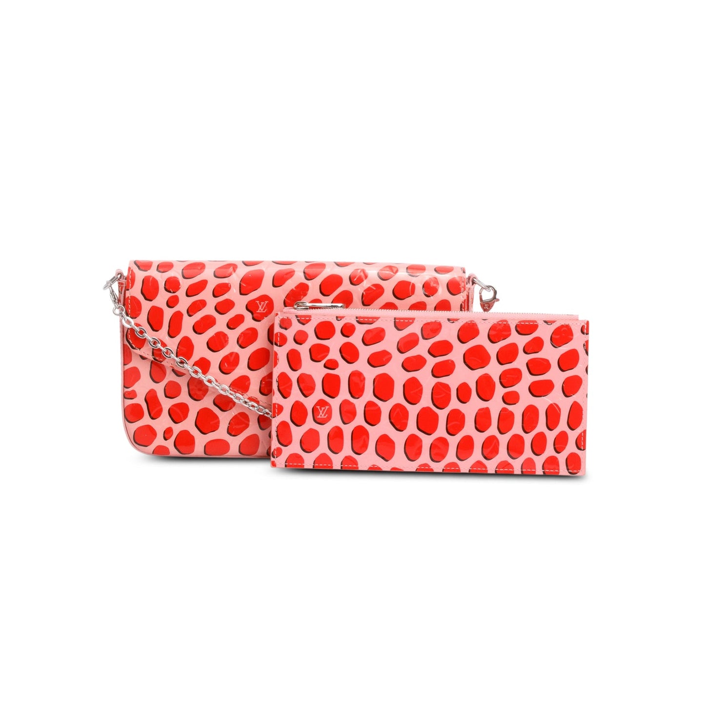 Louis Vuitton Pink Vernis Jungle Dots Pochette Felicie Chain Wallet