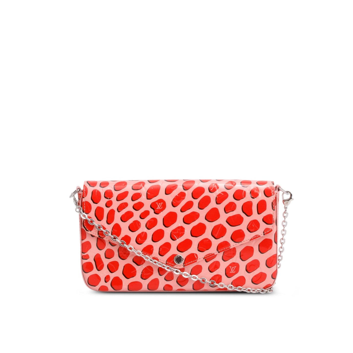 Louis Vuitton Pink Vernis Jungle Dots Pochette Felicie Chain Wallet