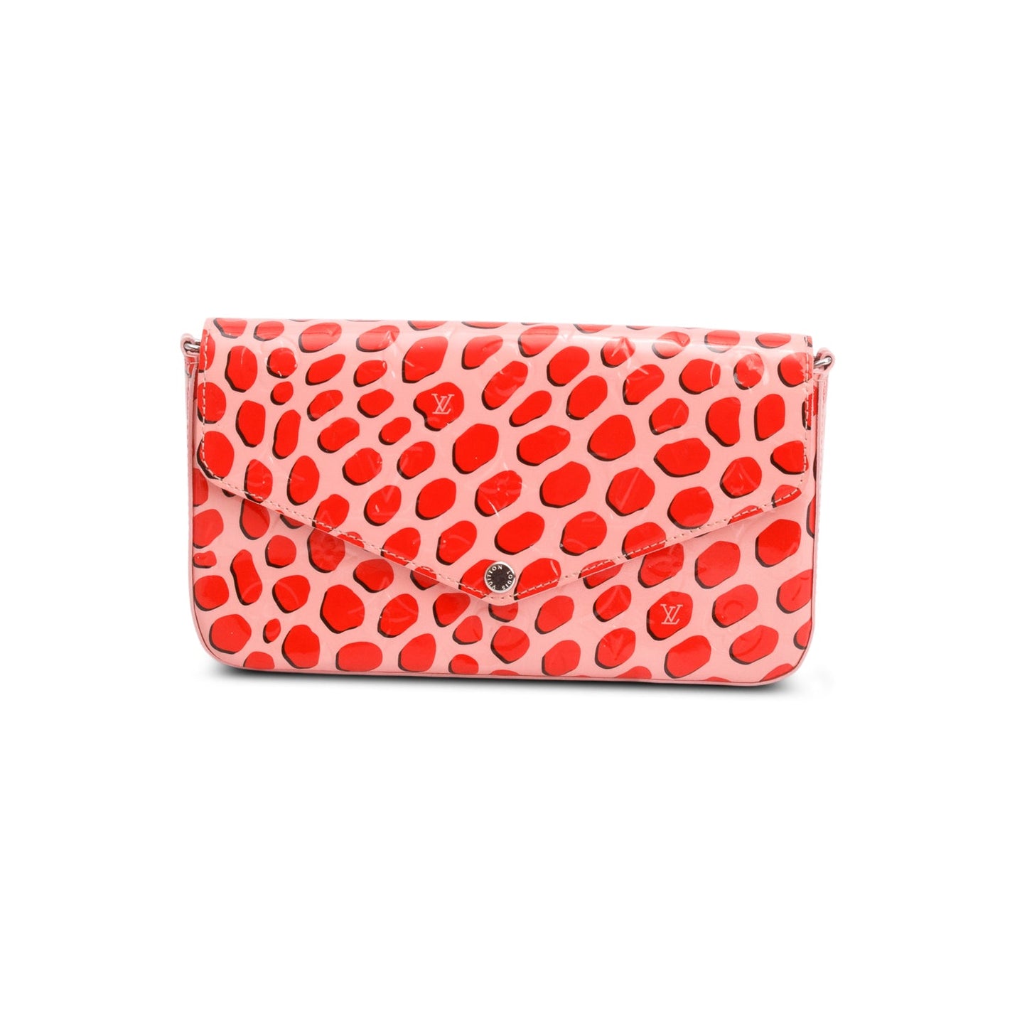Louis Vuitton Pink Vernis Jungle Dots Pochette Felicie Chain Wallet