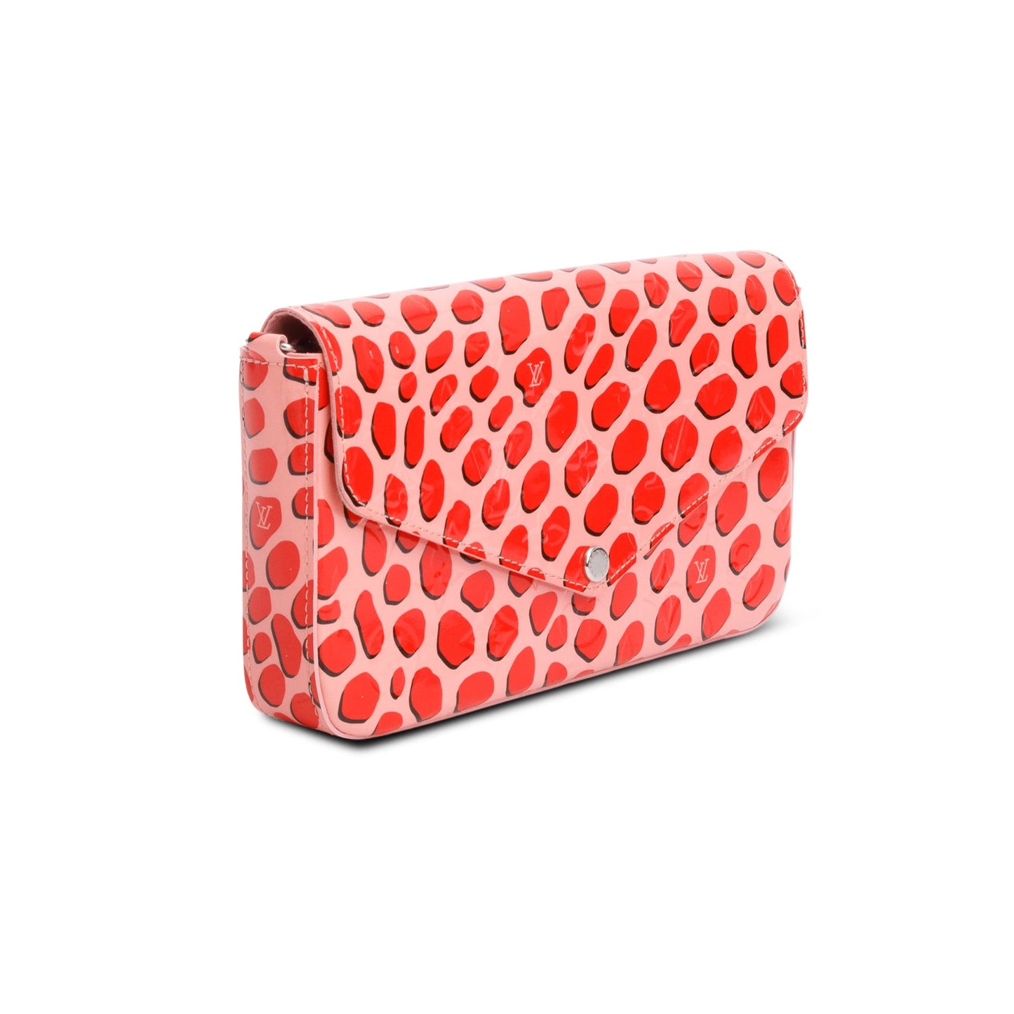 Louis Vuitton Pink Vernis Jungle Dots Pochette Felicie Chain Wallet
