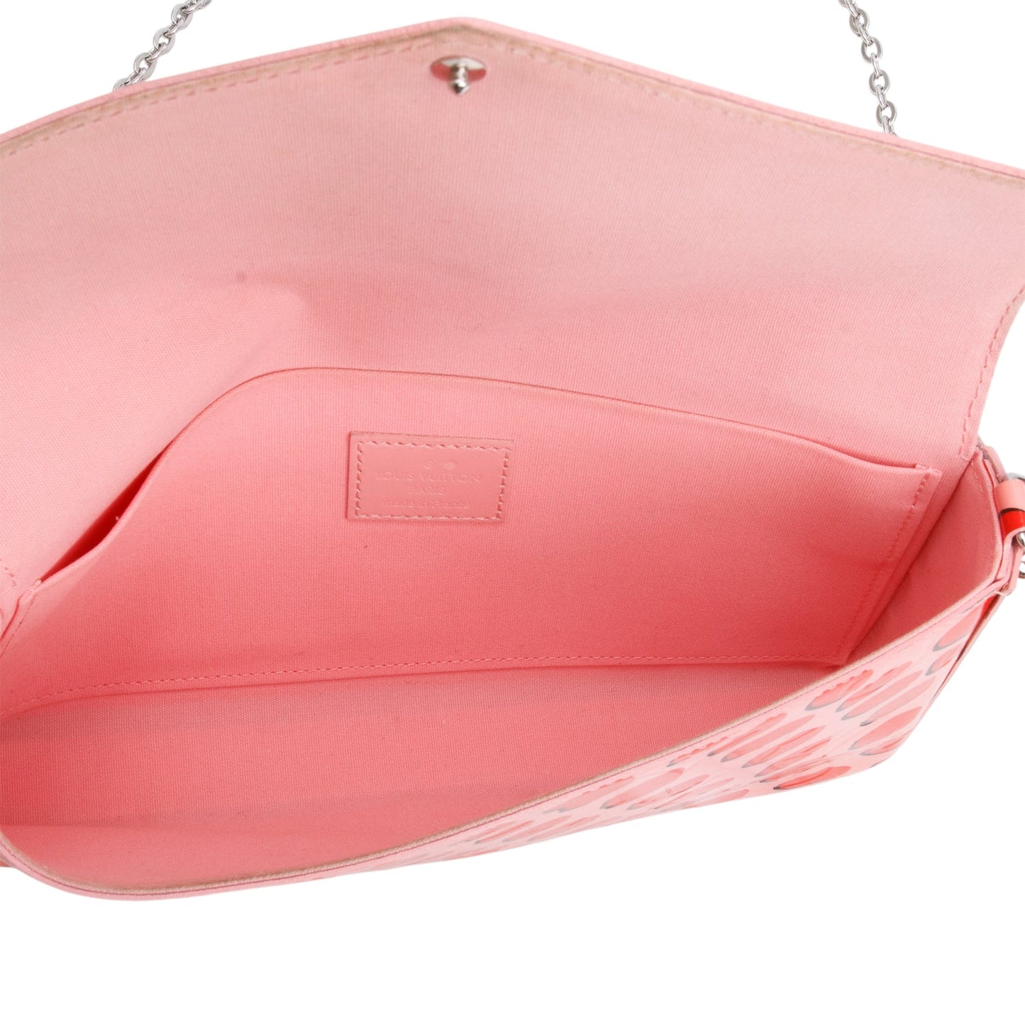 Louis Vuitton Pink Vernis Jungle Dots Pochette Felicie Chain Wallet