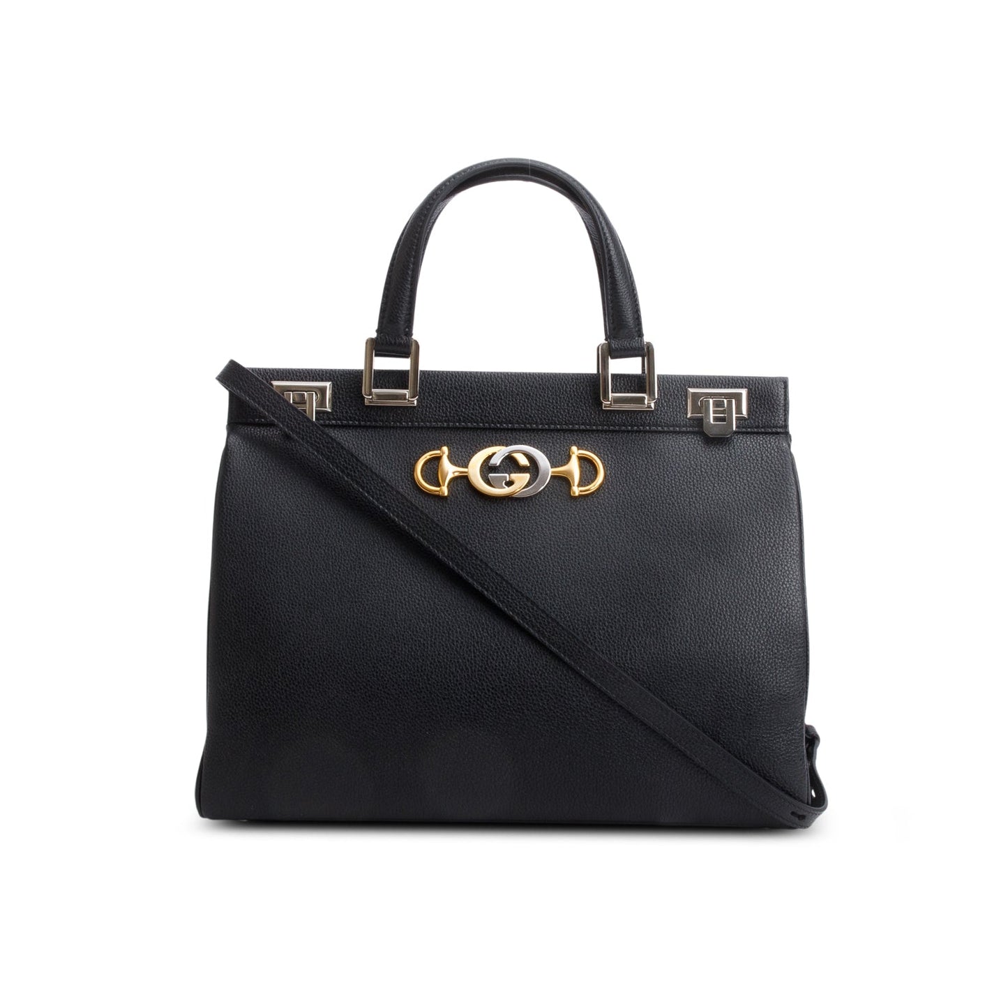 Gucci Black Grainy Calfskin Medium Zumi Top Handle