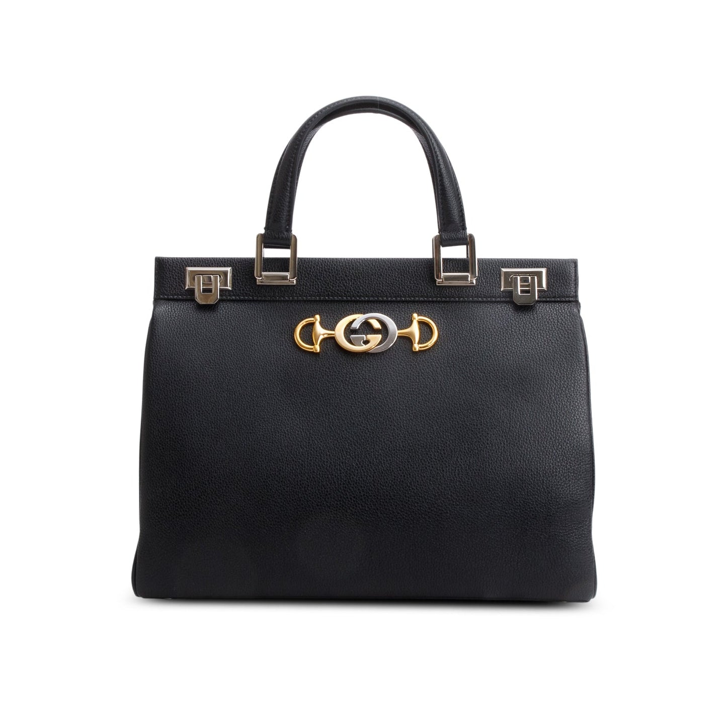 Gucci Black Grainy Calfskin Medium Zumi Top Handle