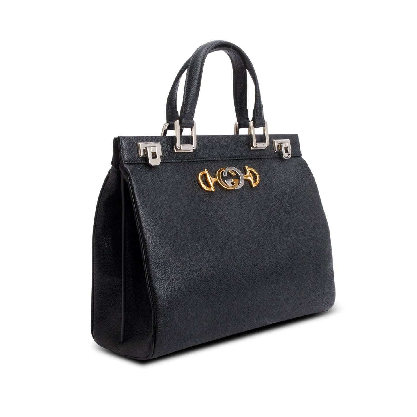 Gucci Black Grainy Calfskin Medium Zumi Top Handle