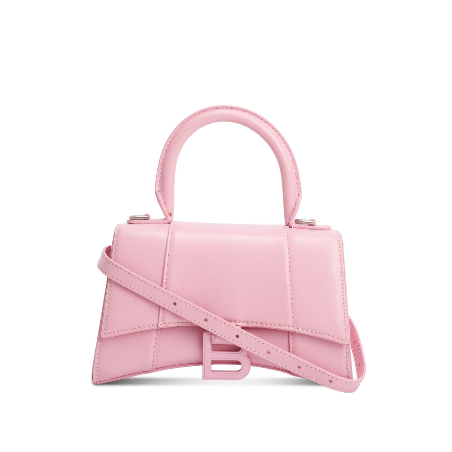 Balenciaga Pink Shiny Box Calfskin Leather XS Hourglass Top Handle Bag
