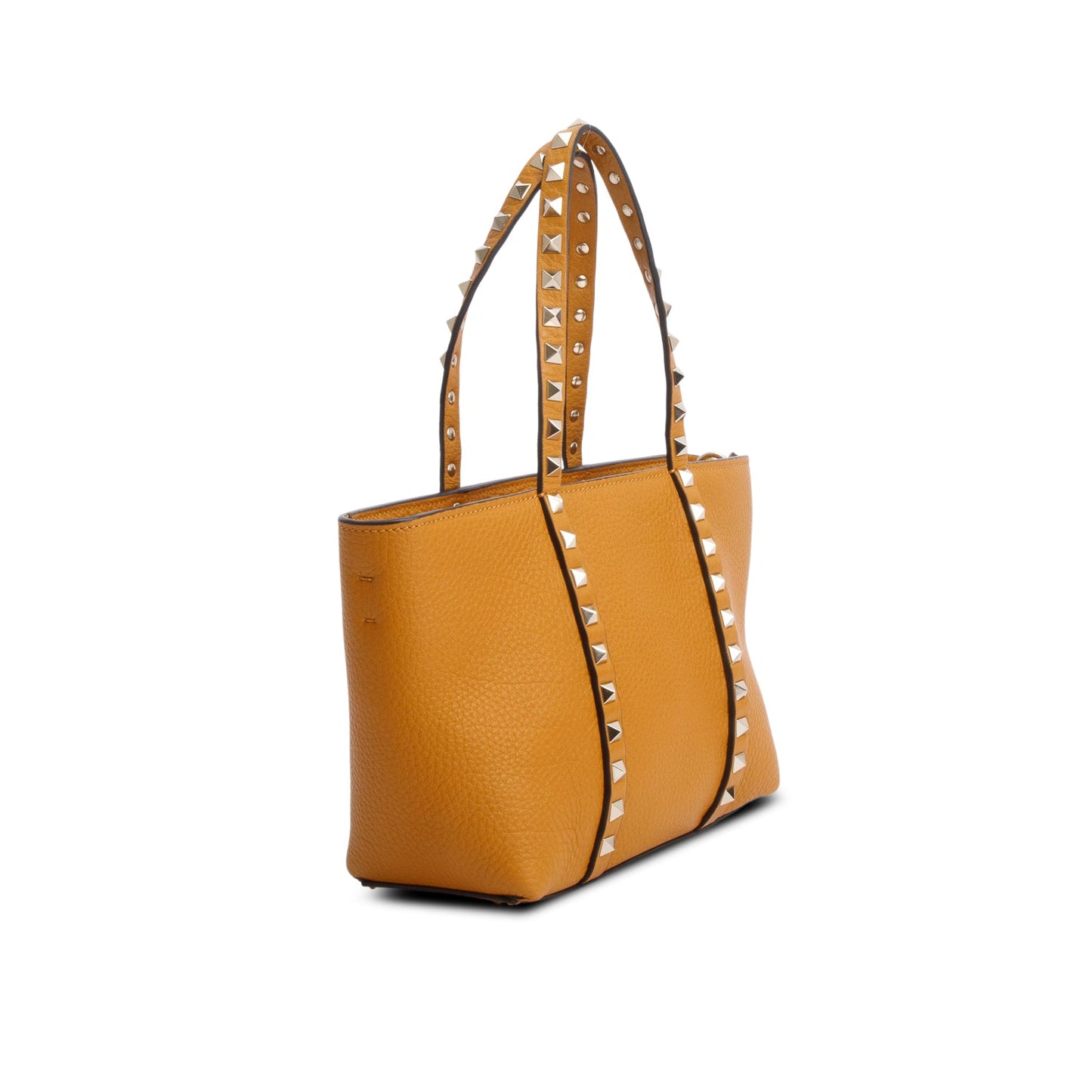 Valentino Yellow Grainy Calfskin Rockstud Mini Tote Bag