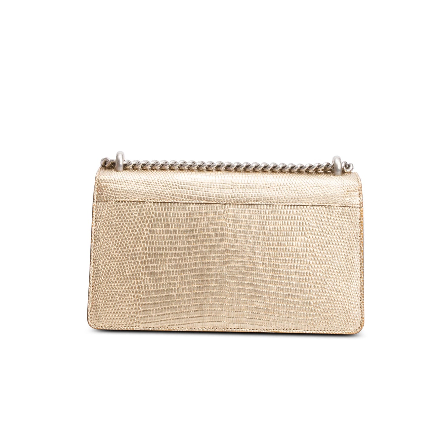 Gucci Gold Metallic Lizard Embossed Crystal Small Dionysus Shoulder Bag