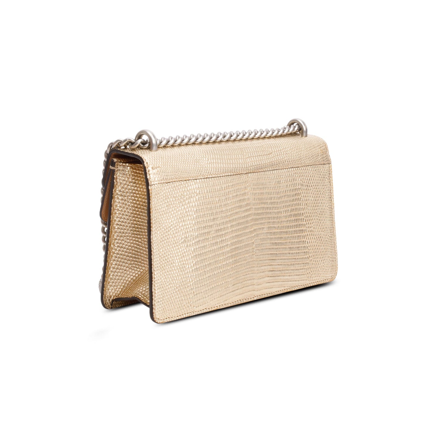 Gucci Gold Metallic Lizard Embossed Crystal Small Dionysus Shoulder Bag