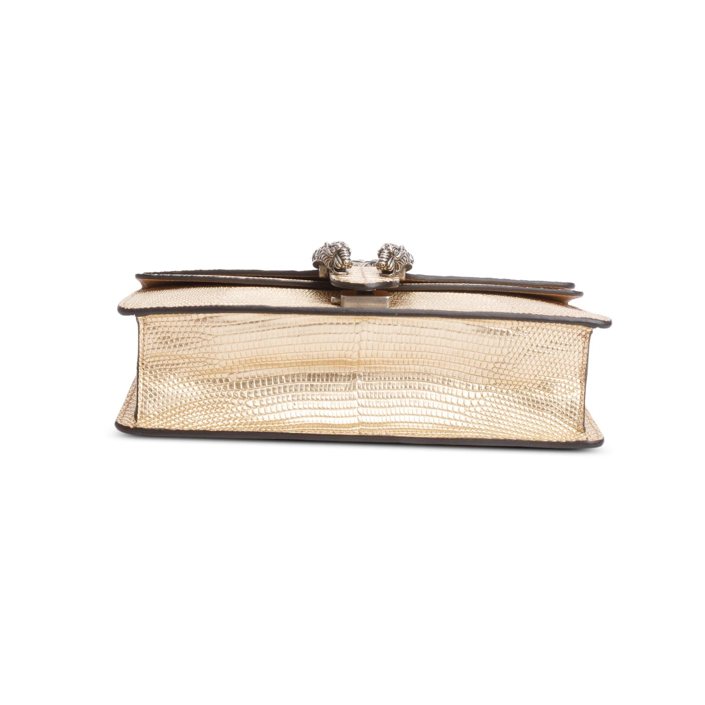Gucci Gold Metallic Lizard Embossed Crystal Small Dionysus Shoulder Bag