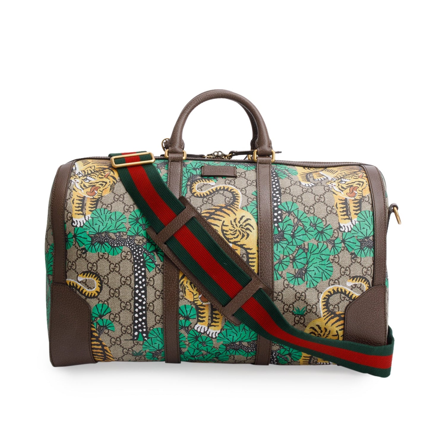 Gucci GG Supreme Monogram Bengal Web Boston Duffel Bag