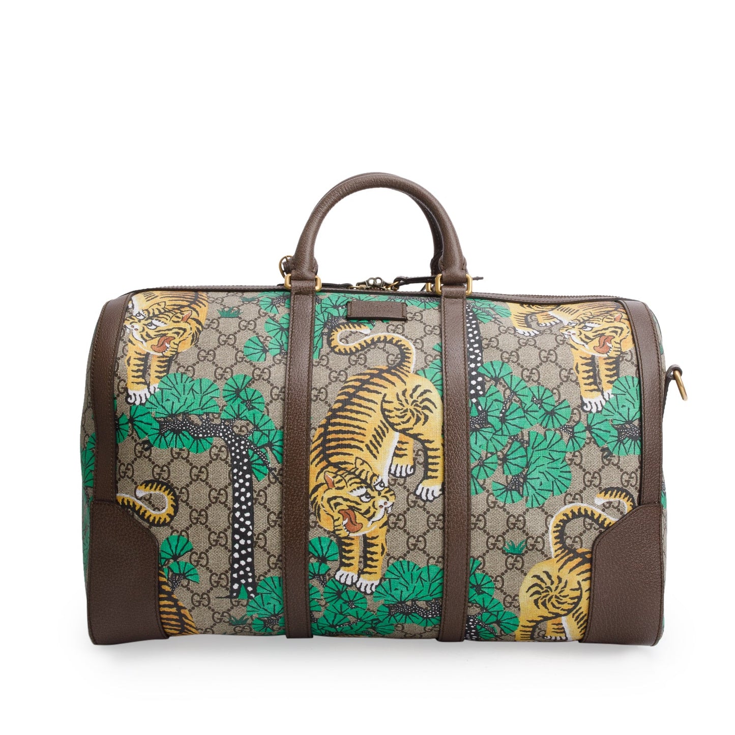 Gucci GG Supreme Monogram Bengal Web Boston Duffel Bag