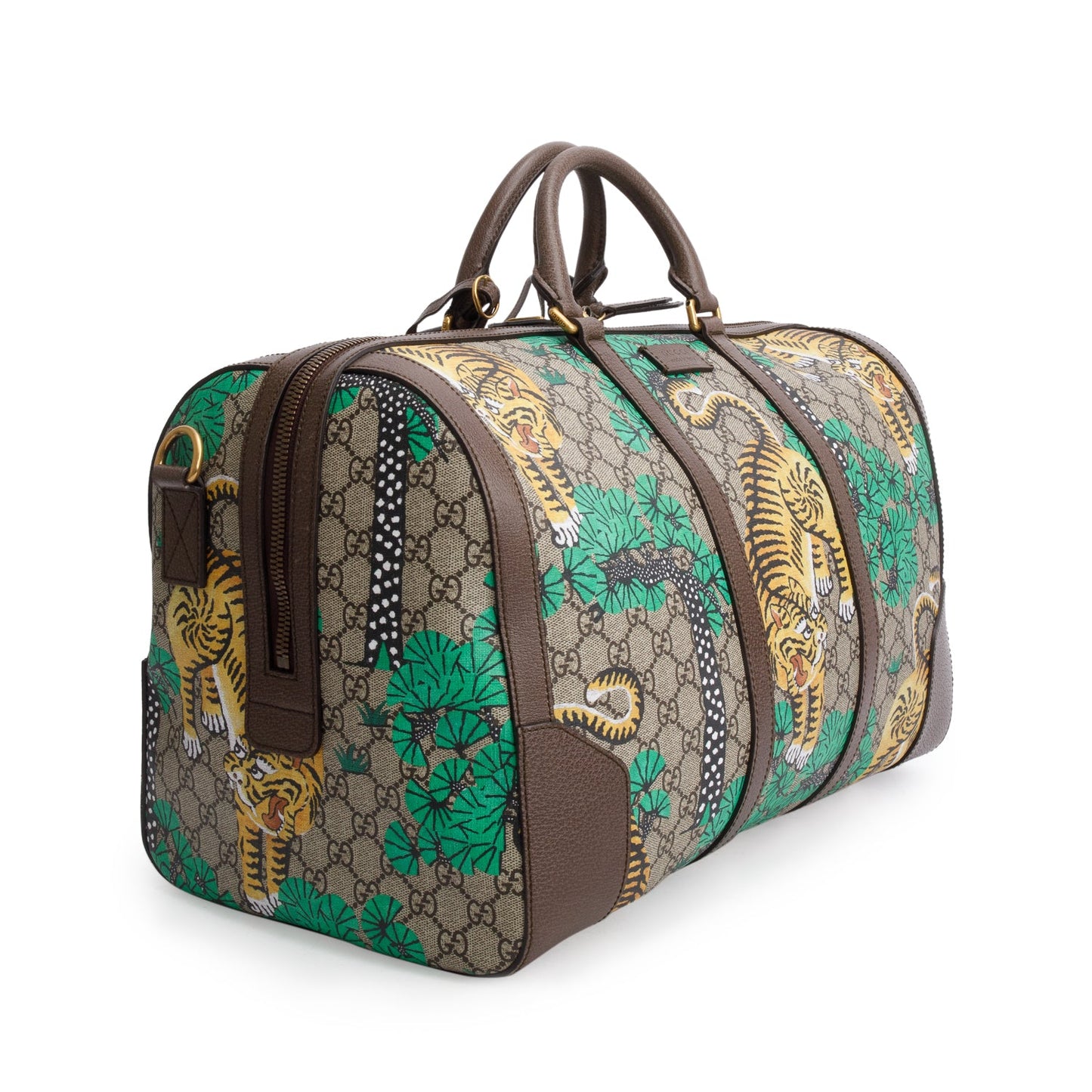 Gucci GG Supreme Monogram Bengal Web Boston Duffel Bag