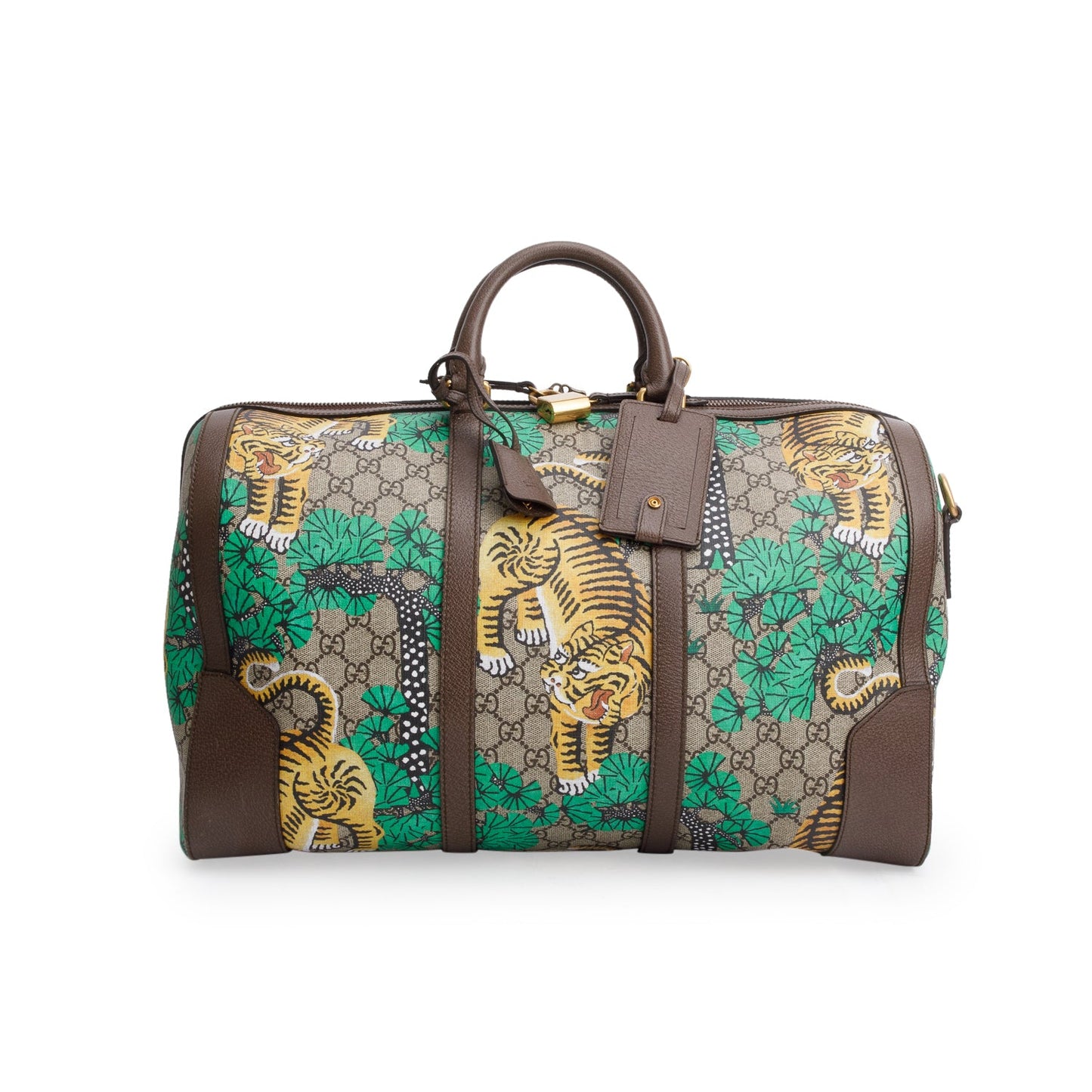 Gucci GG Supreme Monogram Bengal Web Boston Duffel Bag