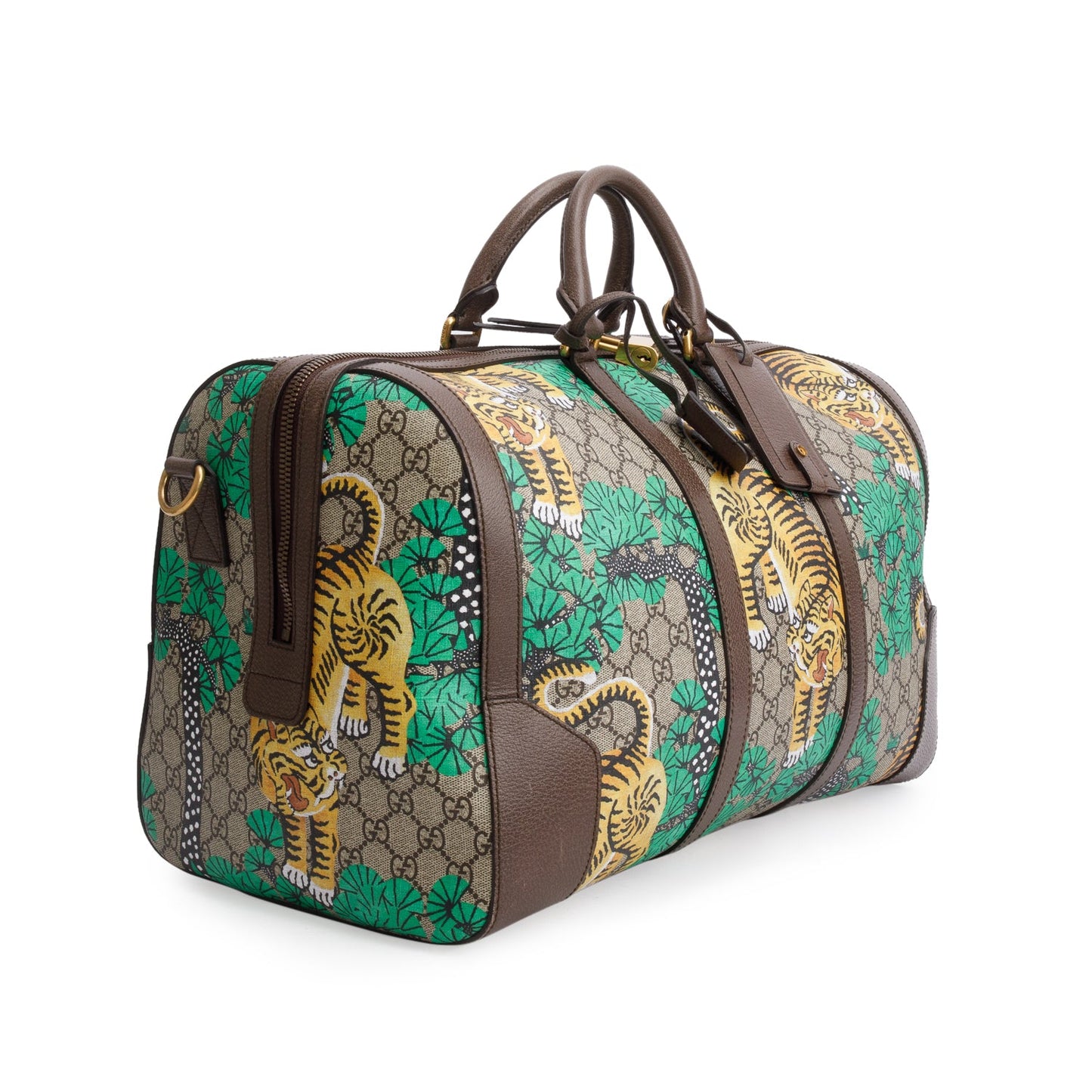 Gucci GG Supreme Monogram Bengal Web Boston Duffel Bag