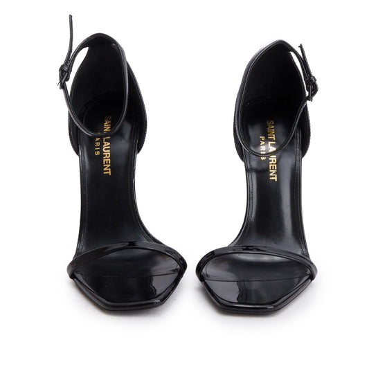 Saint Laurent Black Patent Leather Opyum Sandals, Size 36