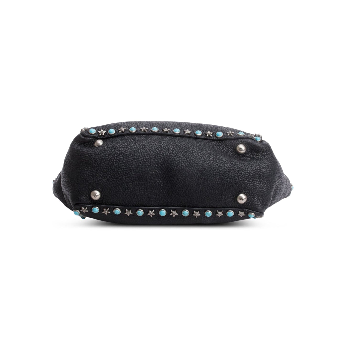 Valentino Black Pebbled Calfskin Small Rockstud Rolling Tote