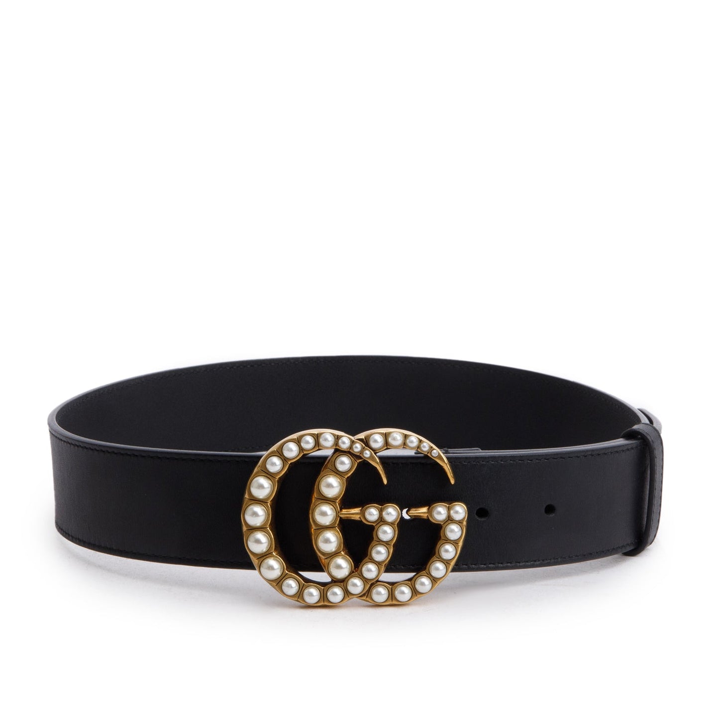 Gucci Moon Calfskin Pearl Double G Belt 70 28