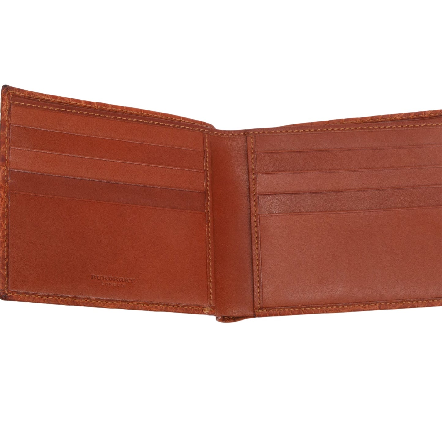 Burberry Brown Croc Embossed Slim Bifold Wallet