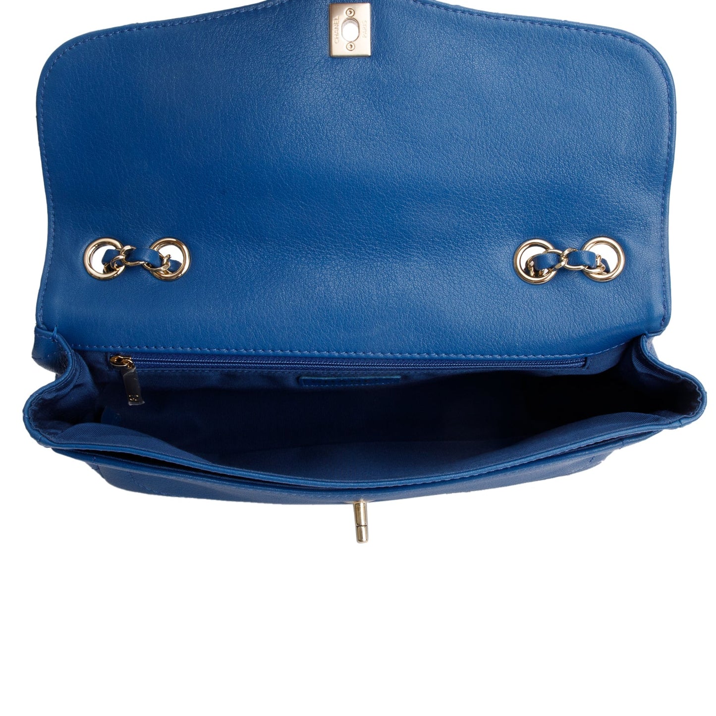 Chanel Blue Quilted Goatskin Coco Curve Flap Messenger Bag