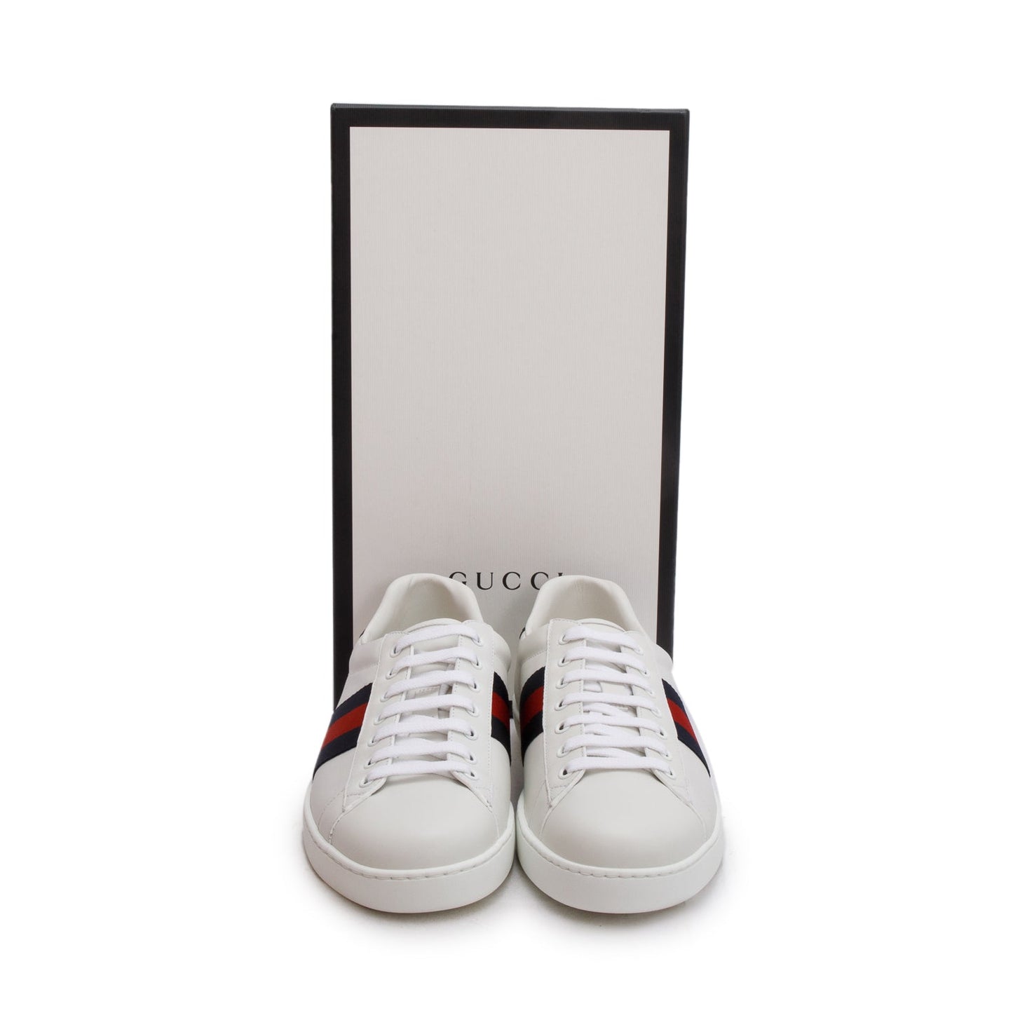 Gucci White Calfskin Ayers Web Ace Sneakers, Men's Size 9