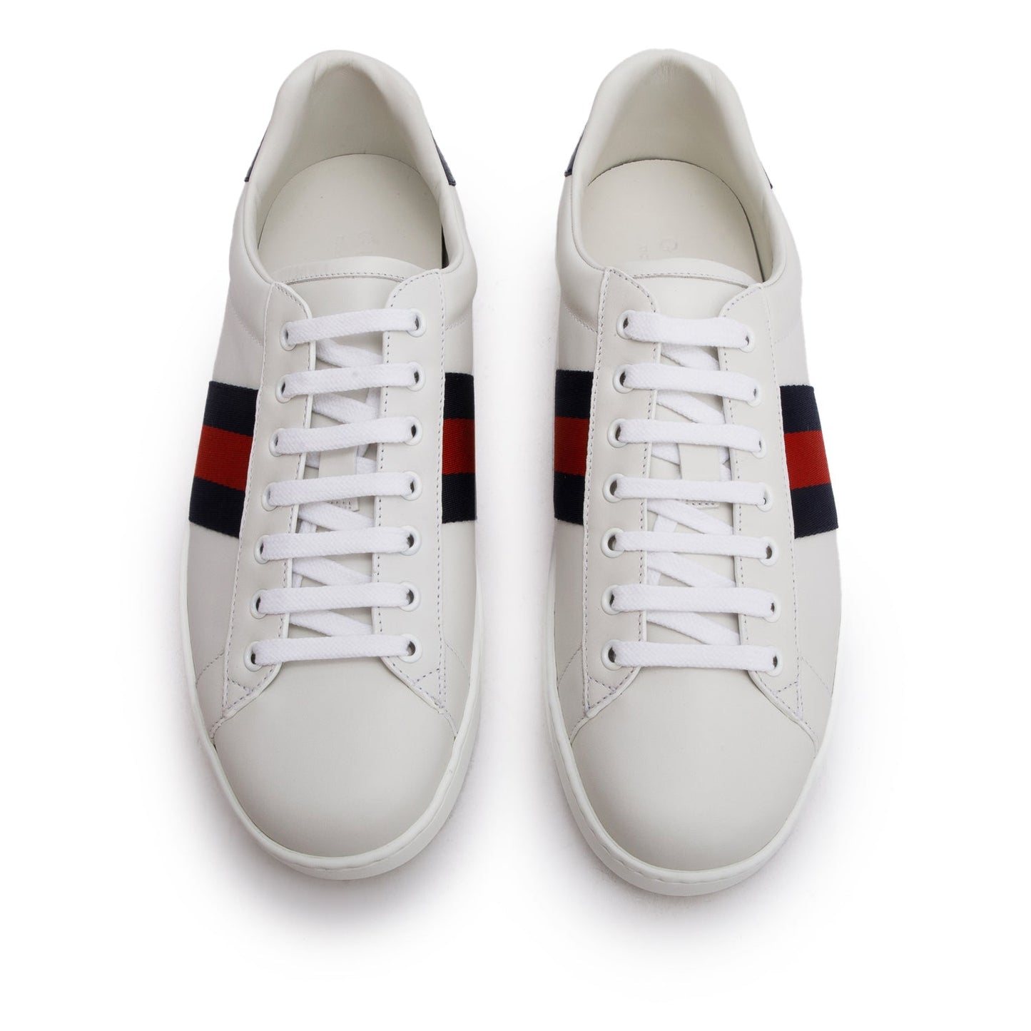 Gucci White Calfskin Ayers Web Ace Sneakers, Men's Size 9