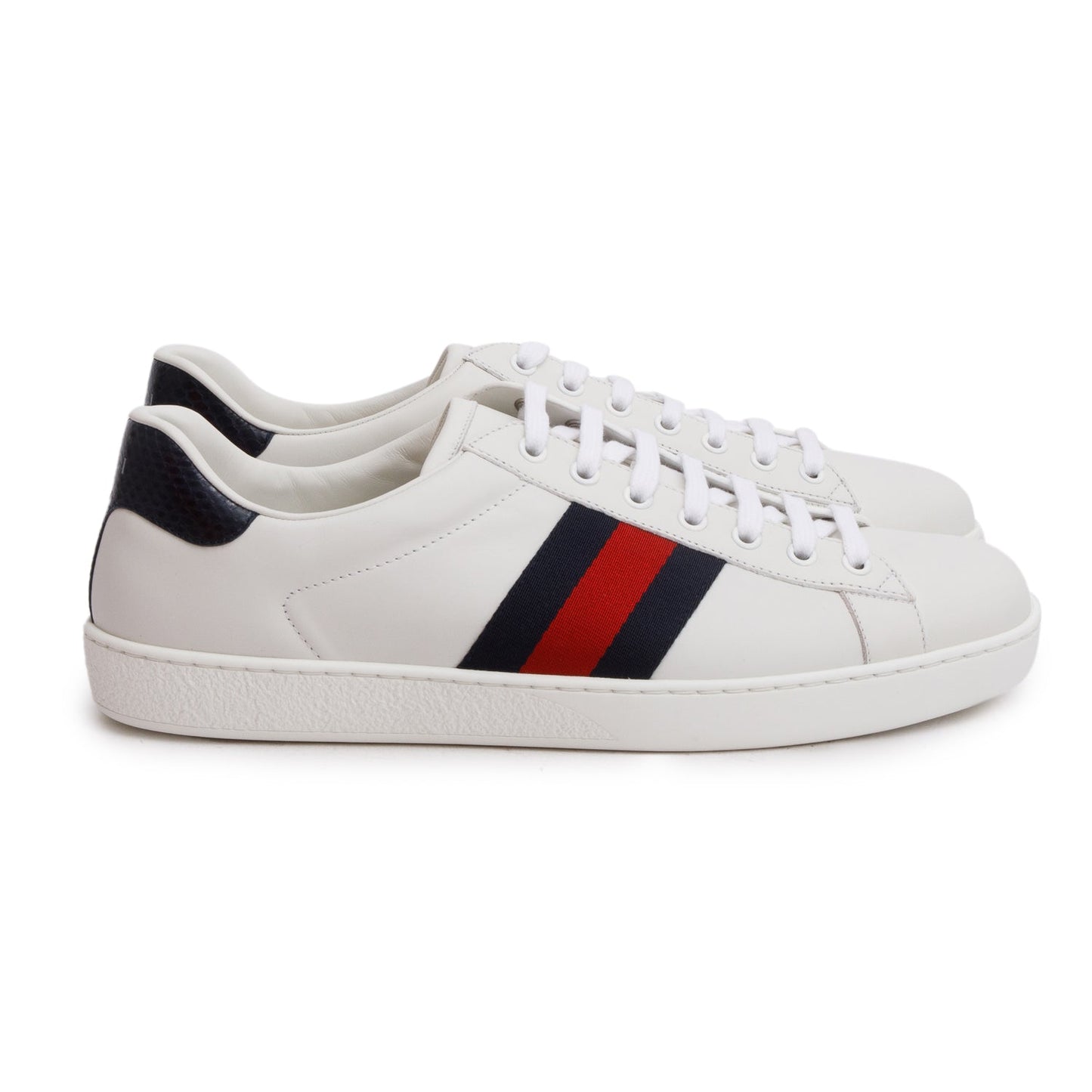 Gucci White Calfskin Ayers Web Ace Sneakers, Men's Size 9