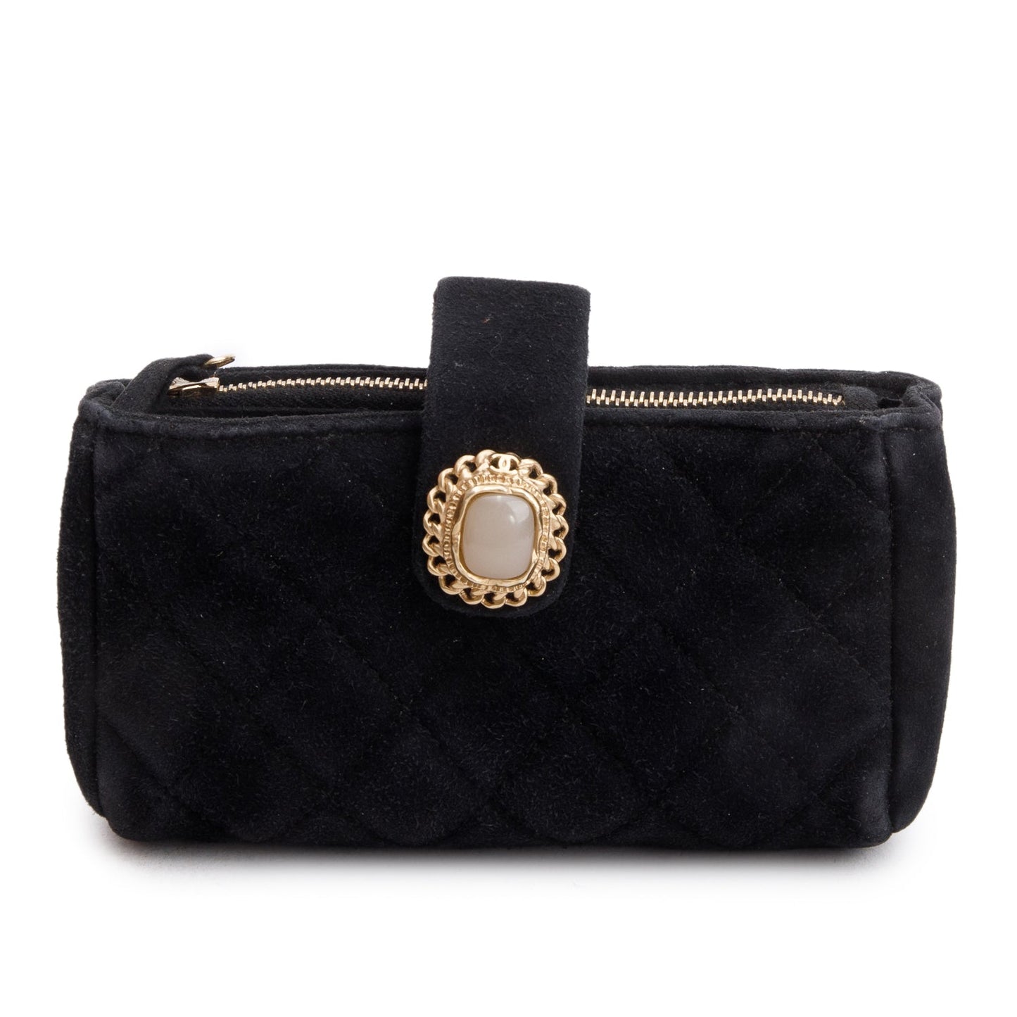 Chanel Black Velvet O-Phone Holder Pouch