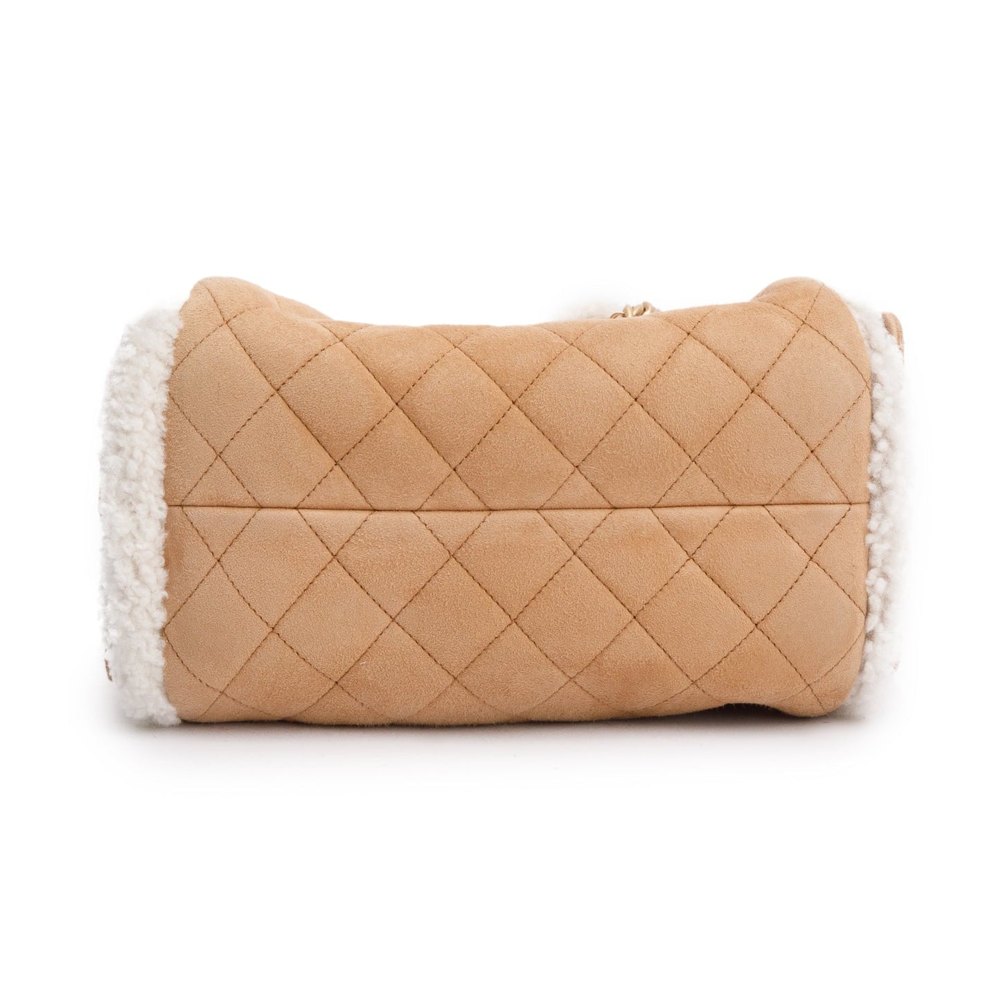 Chanel Brown Suede Quilted Shearling Small 25 Handbag