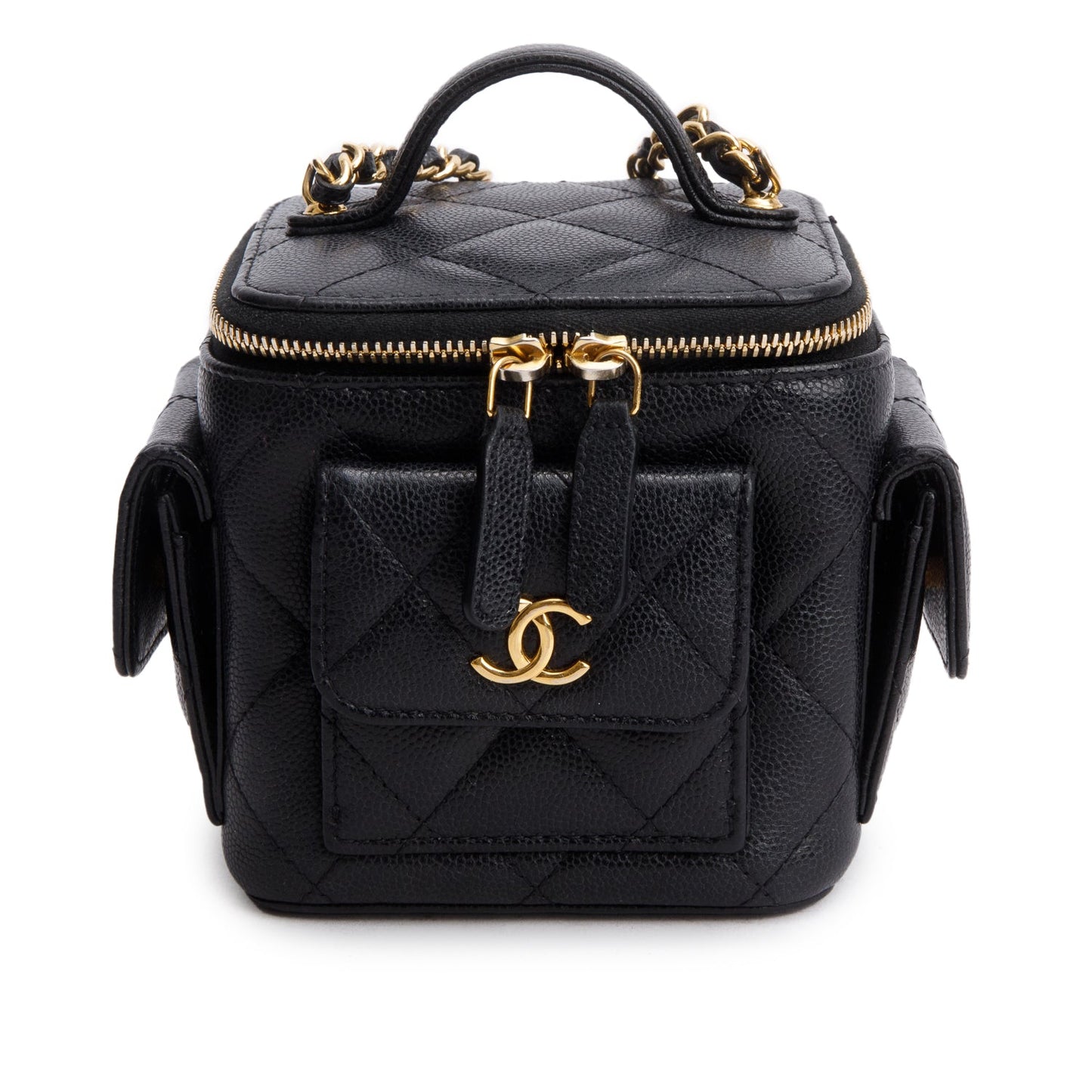 Chanel 2025 Black Lambskin Polly Pocket Vanity Bag