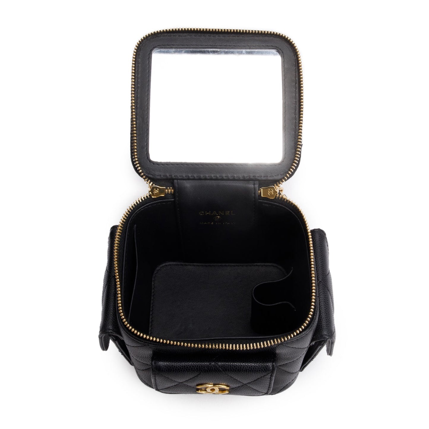 Chanel 2025 Black Lambskin Polly Pocket Vanity Bag