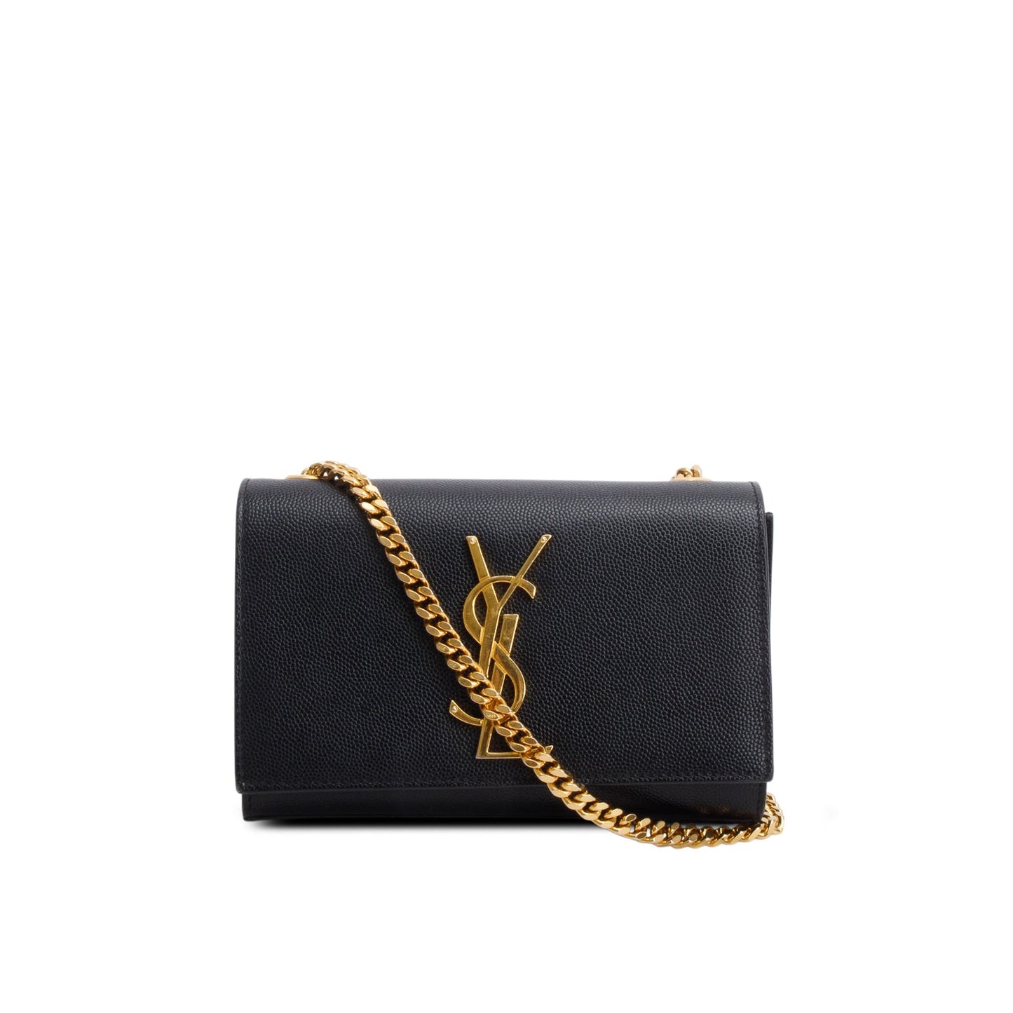 Saint Laurent Black Grain De Poudre Leather Mini Monogram Kate Bag