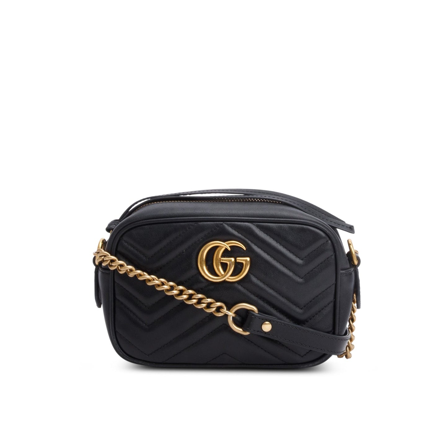Gucci Black Calfskin Matelasse Mini GG Marmont Camera Bag