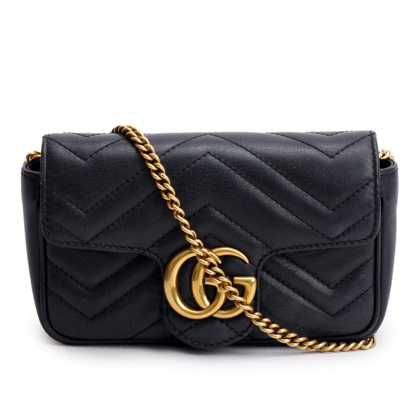Gucci Black GG Marmont Matelasse Leather Super Mini Bag