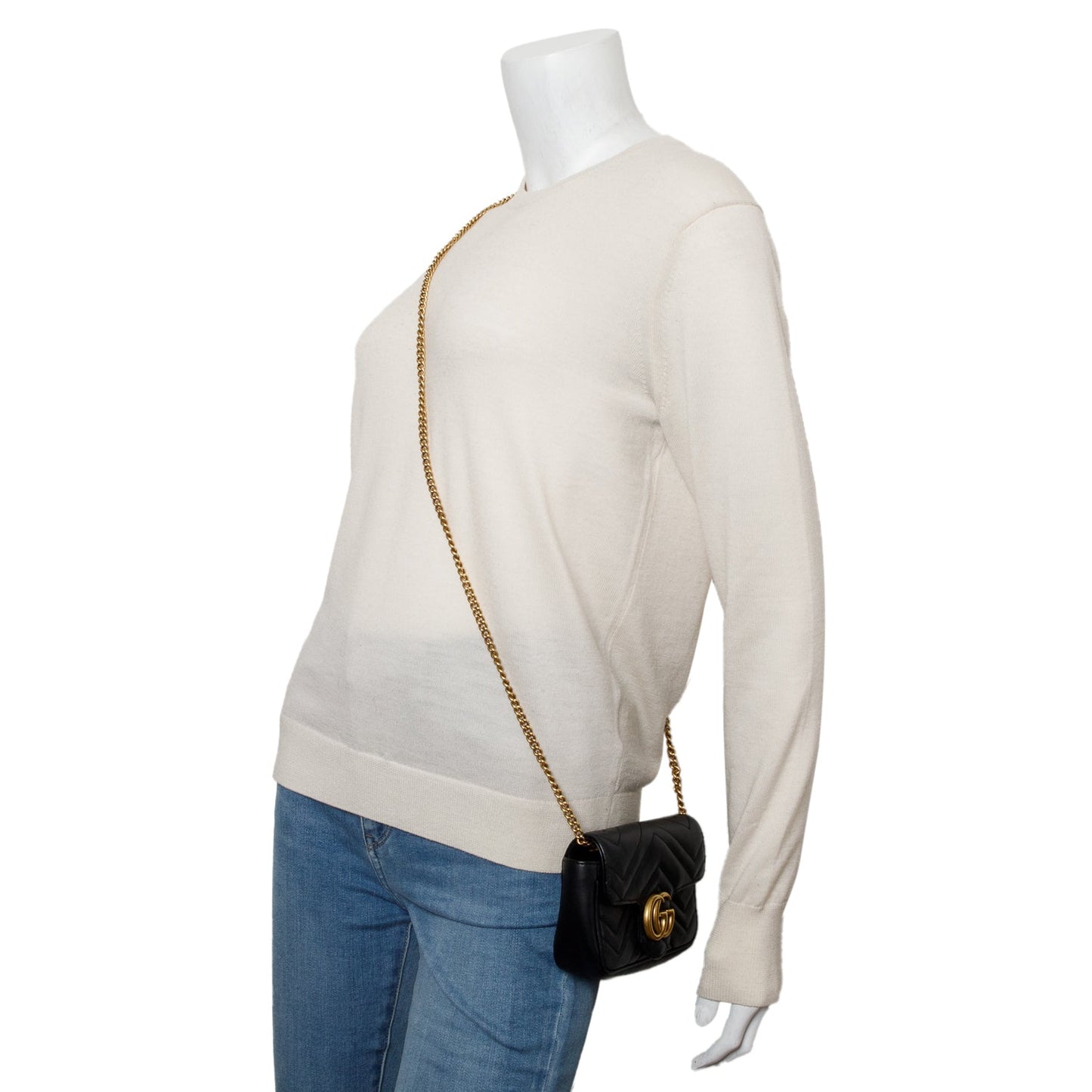 Gucci Black GG Marmont Matelasse Leather Super Mini Bag