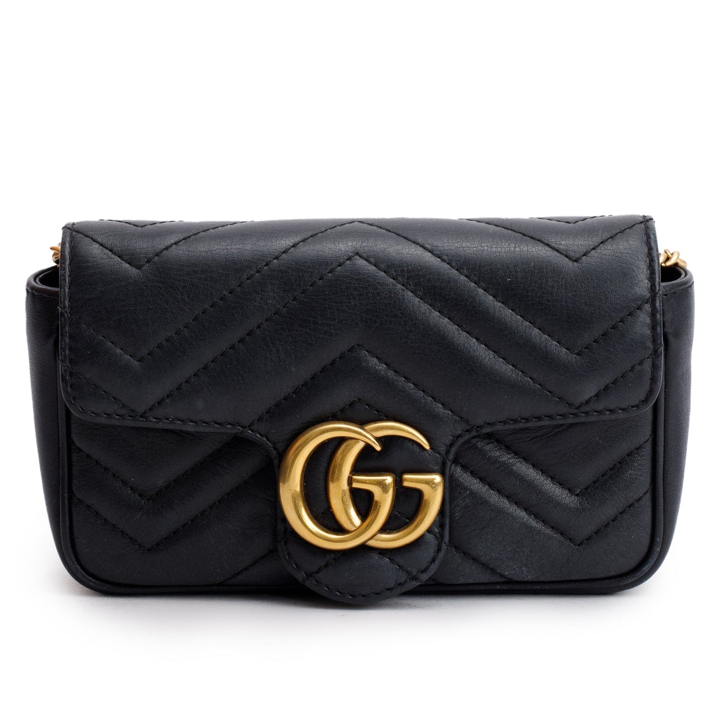 Gucci Black GG Marmont Matelasse Leather Super Mini Bag