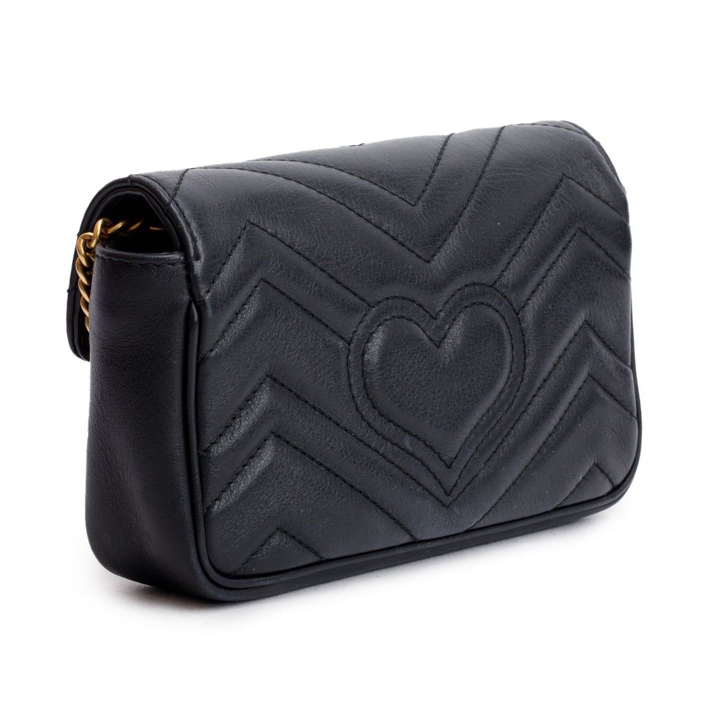 Gucci Black GG Marmont Matelasse Leather Super Mini Bag