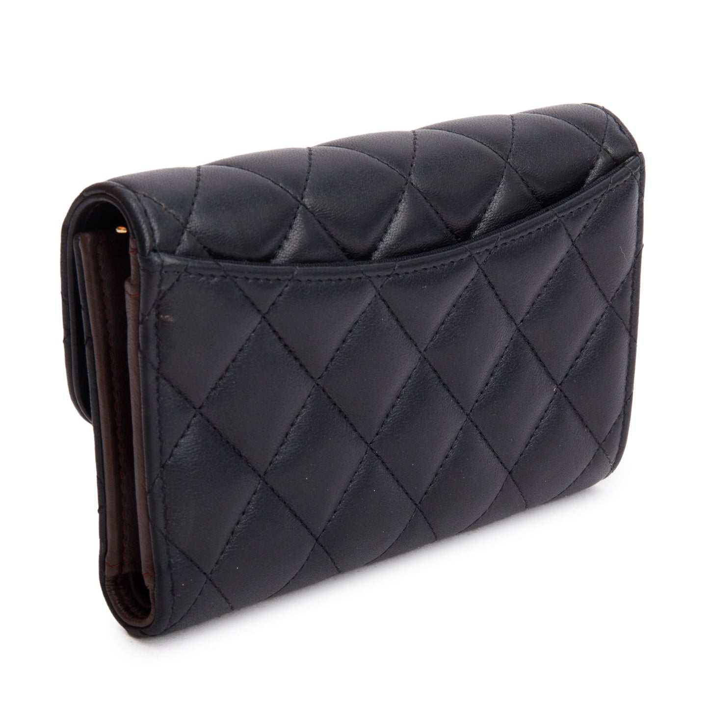Chanel 2023 Black Lambskin Quilted Medium Flap Wallet