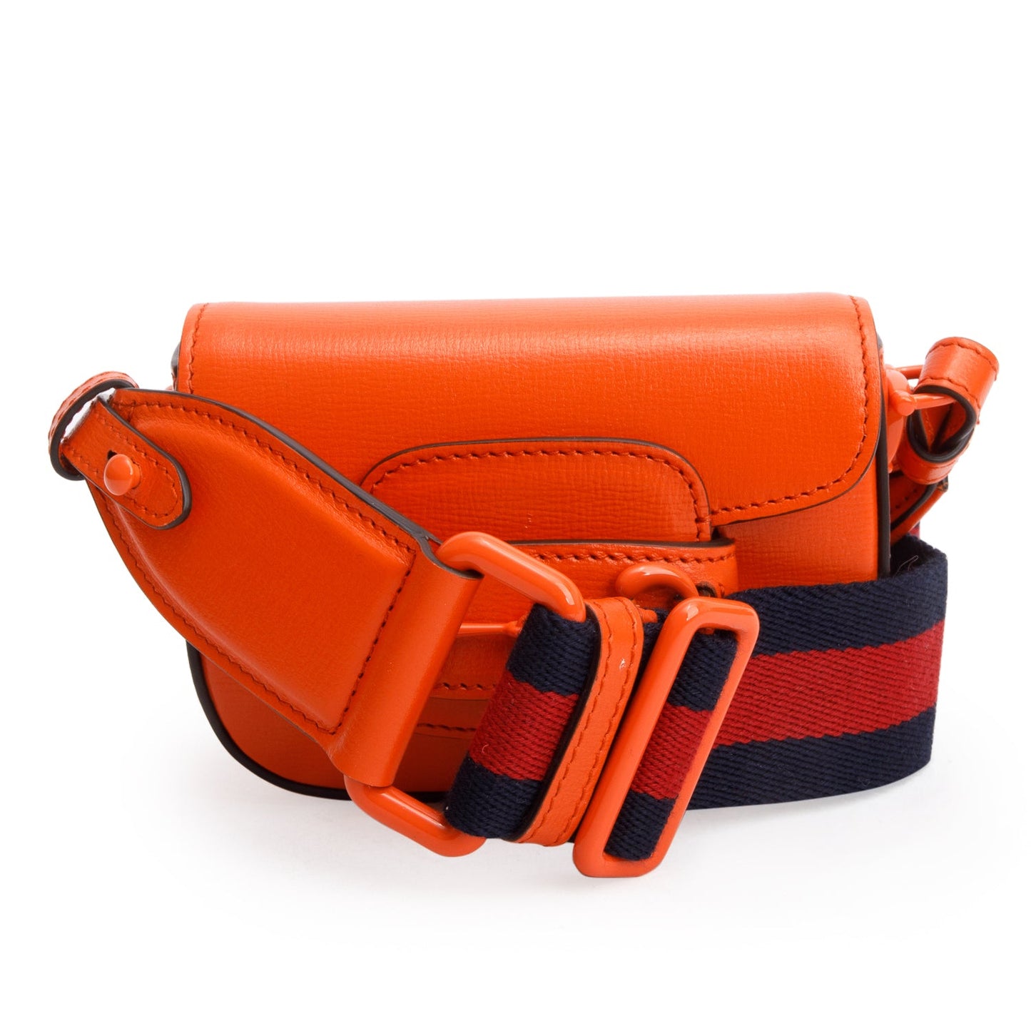 Gucci Orange Azalea Calfskin Web Monochrome Horsebit 1955 Wallet on Strap