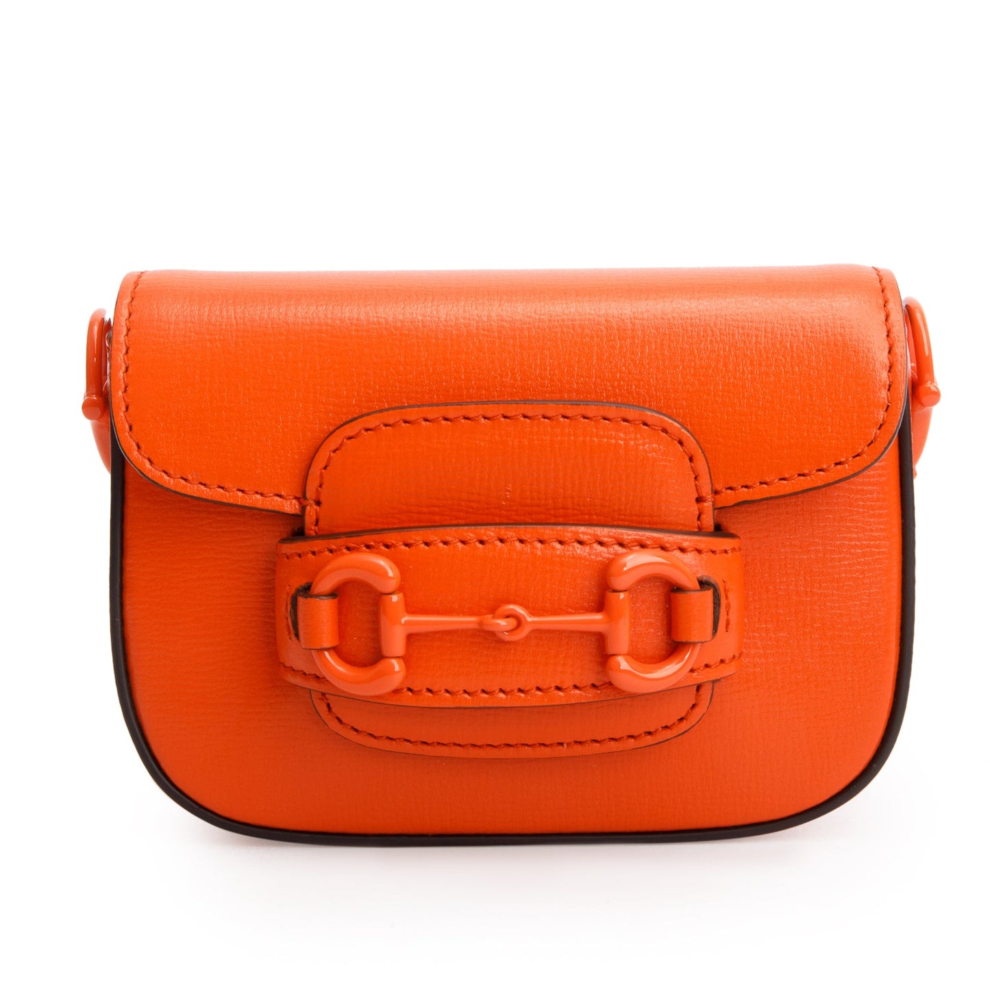 Gucci Orange Azalea Calfskin Web Monochrome Horsebit 1955 Wallet on Strap