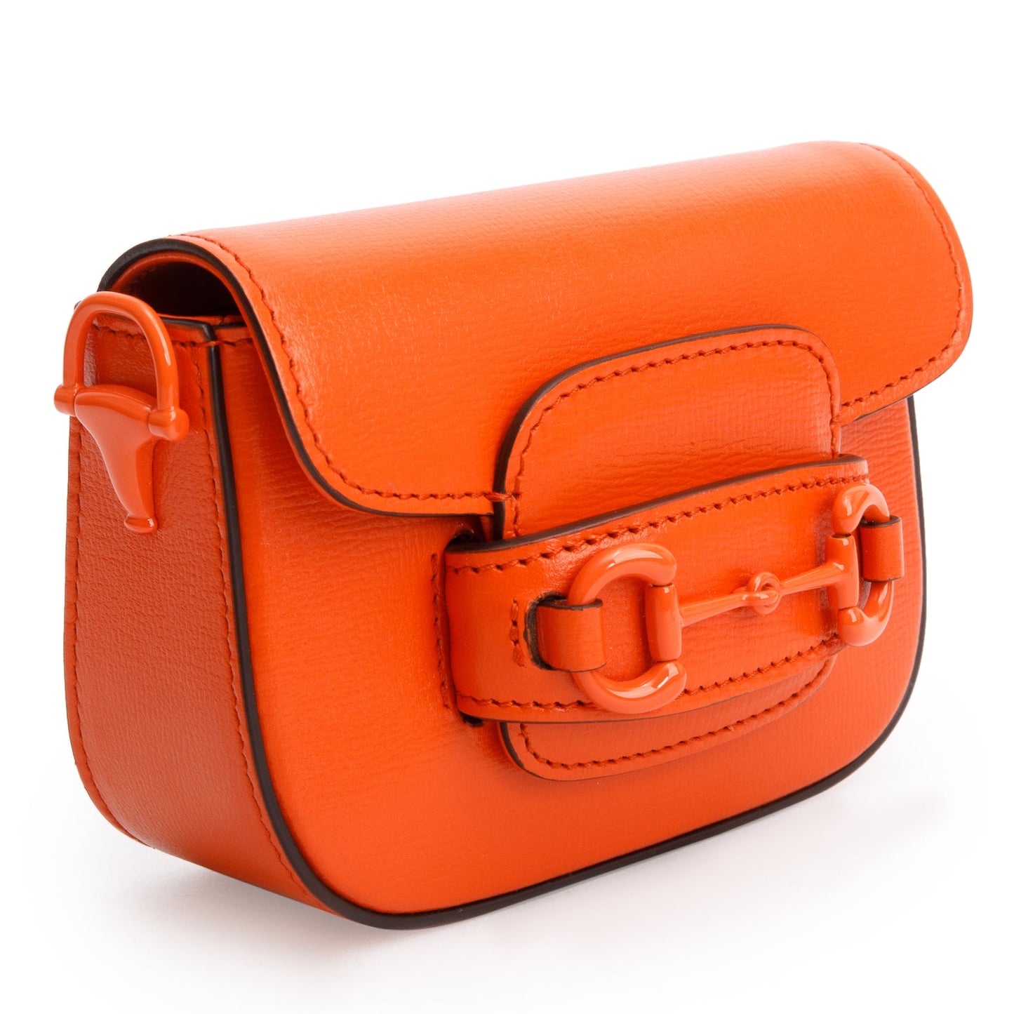 Gucci Orange Azalea Calfskin Web Monochrome Horsebit 1955 Wallet on Strap