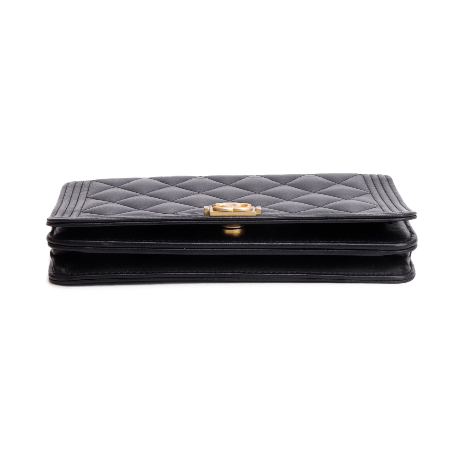 Chanel Black Lambskin Leather Boy Wallet on Chain