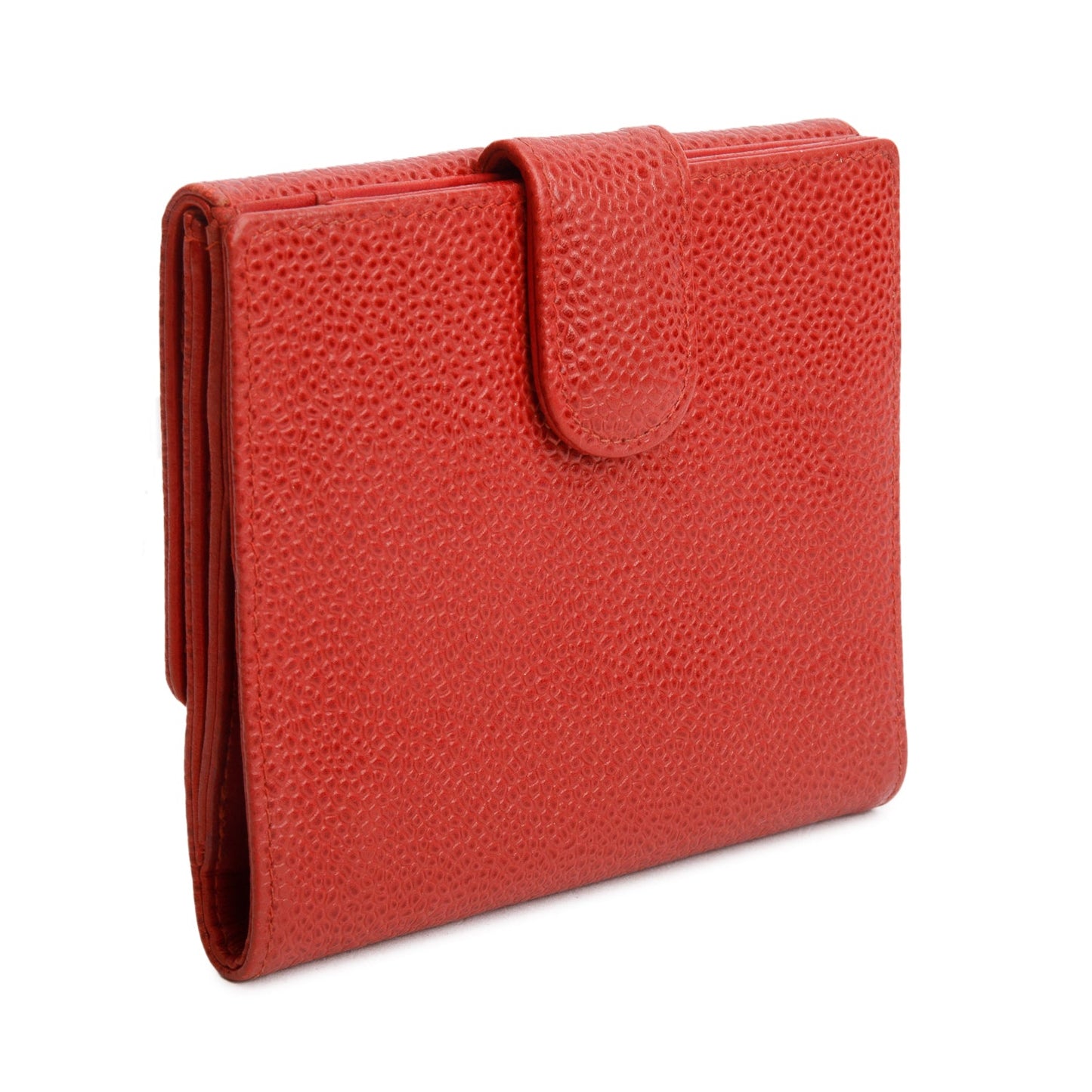 Chanel Red Caviar Timeless CC Compact French Wallet