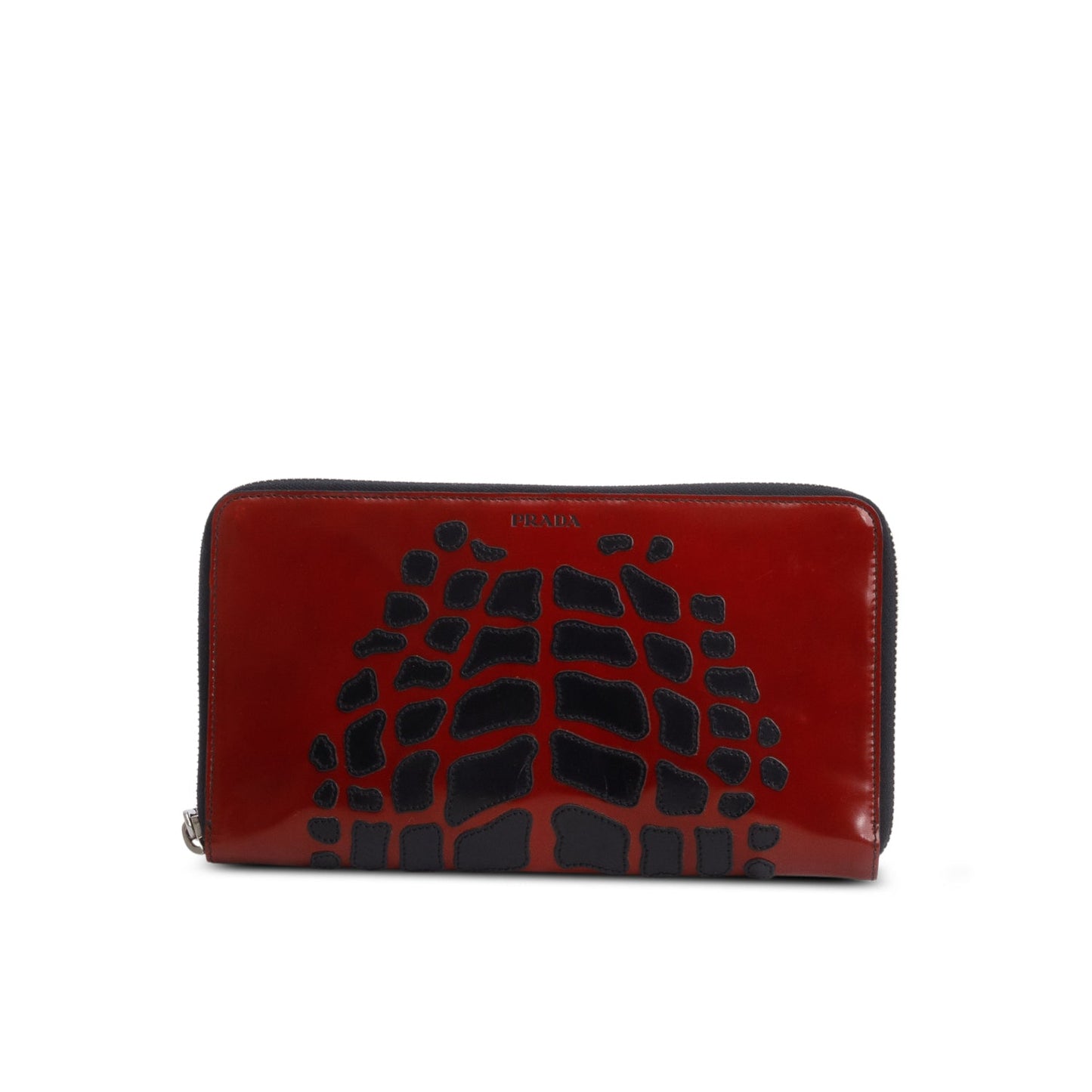 Prada Red/Black Grafite Spazzolato Long Wallet
