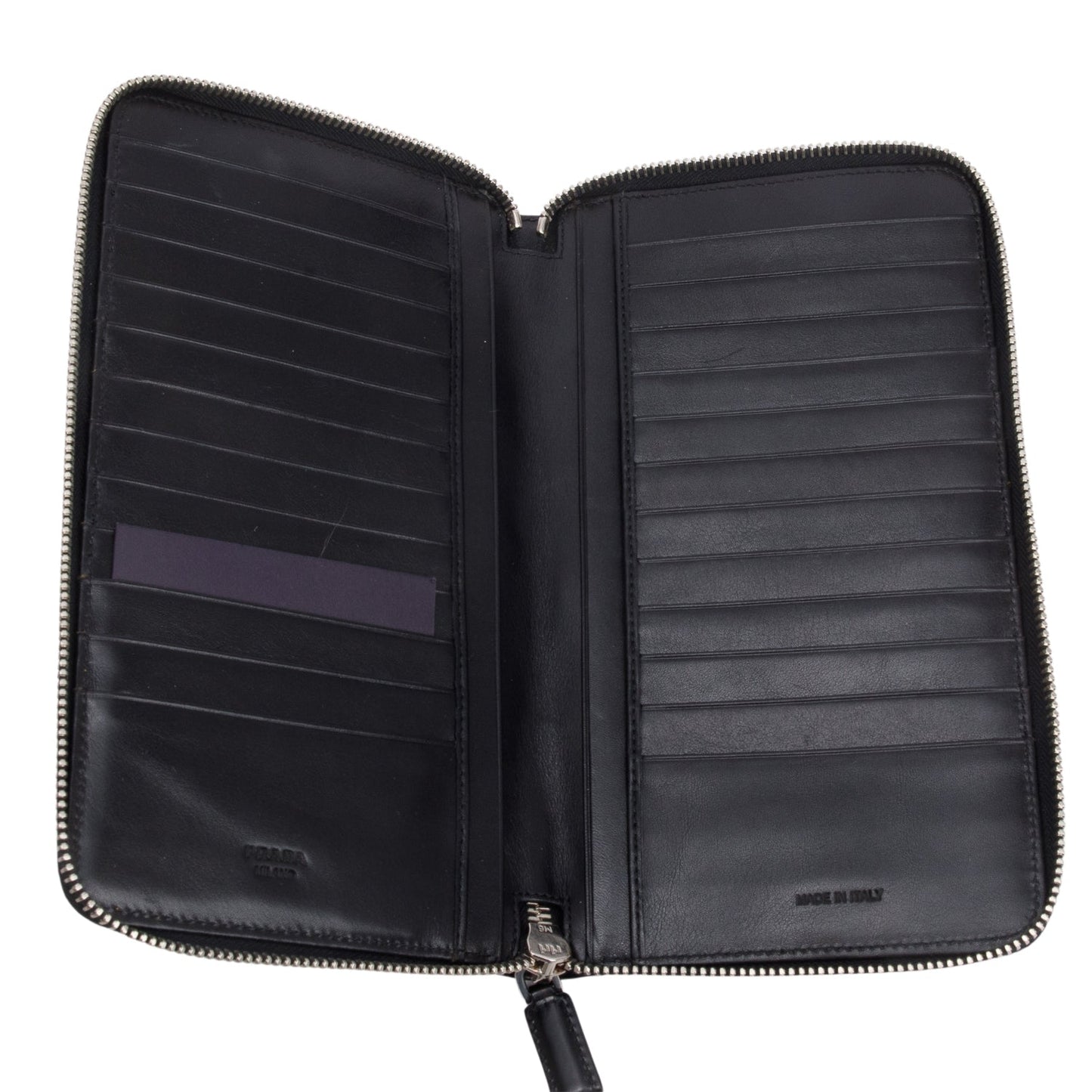 Prada Red/Black Grafite Spazzolato Long Wallet