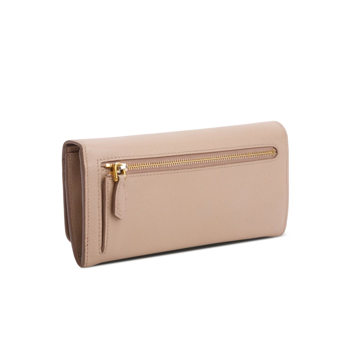 Prada Beige Saffiano Monochrome Continental Wallet