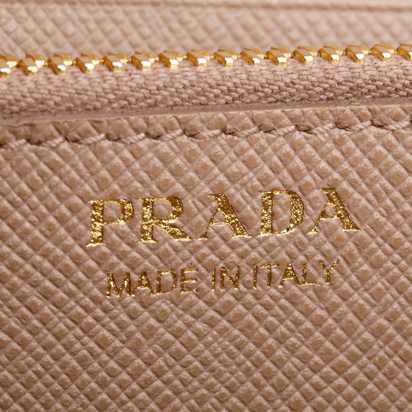 Prada Beige Saffiano Monochrome Continental Wallet