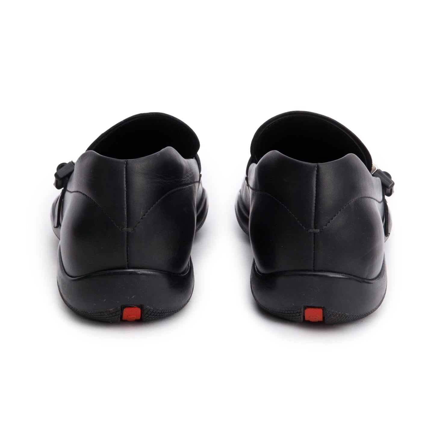 Prada Sport Black Leather Buckle Loafers, Men's Size 10