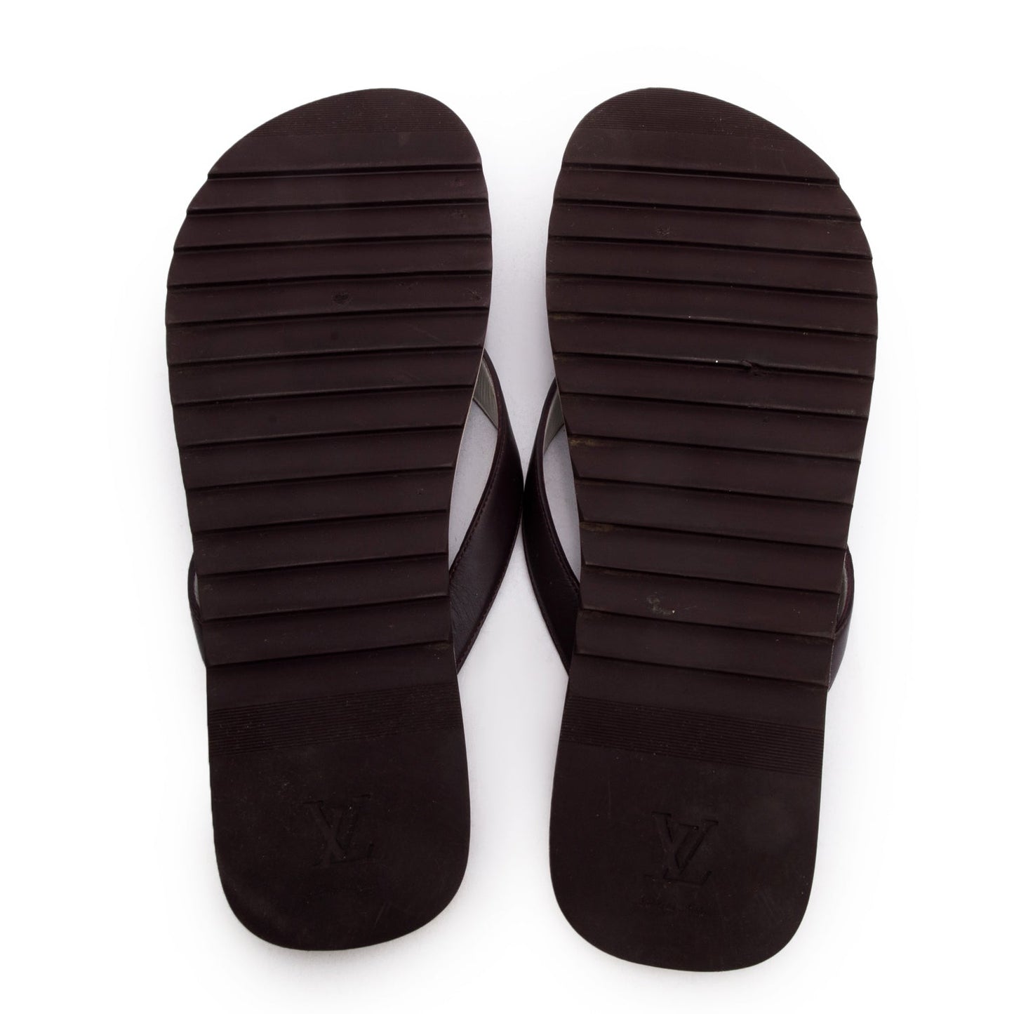 Louis Vuitton Brown Leather Flip Flops, Men's Size 10