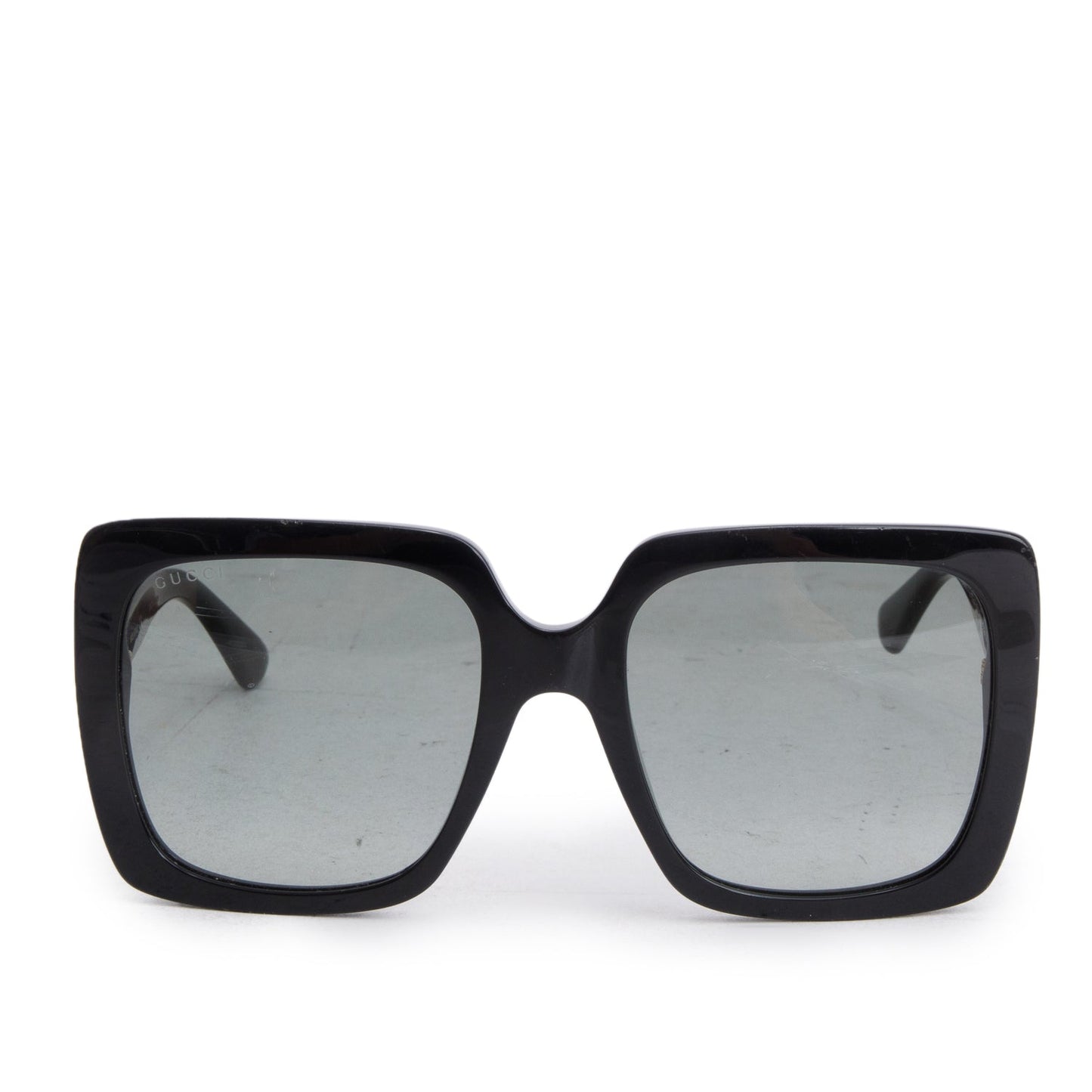Gucci GG0418S Black Acetate Crystal Logo Oversized Square Sunglasses