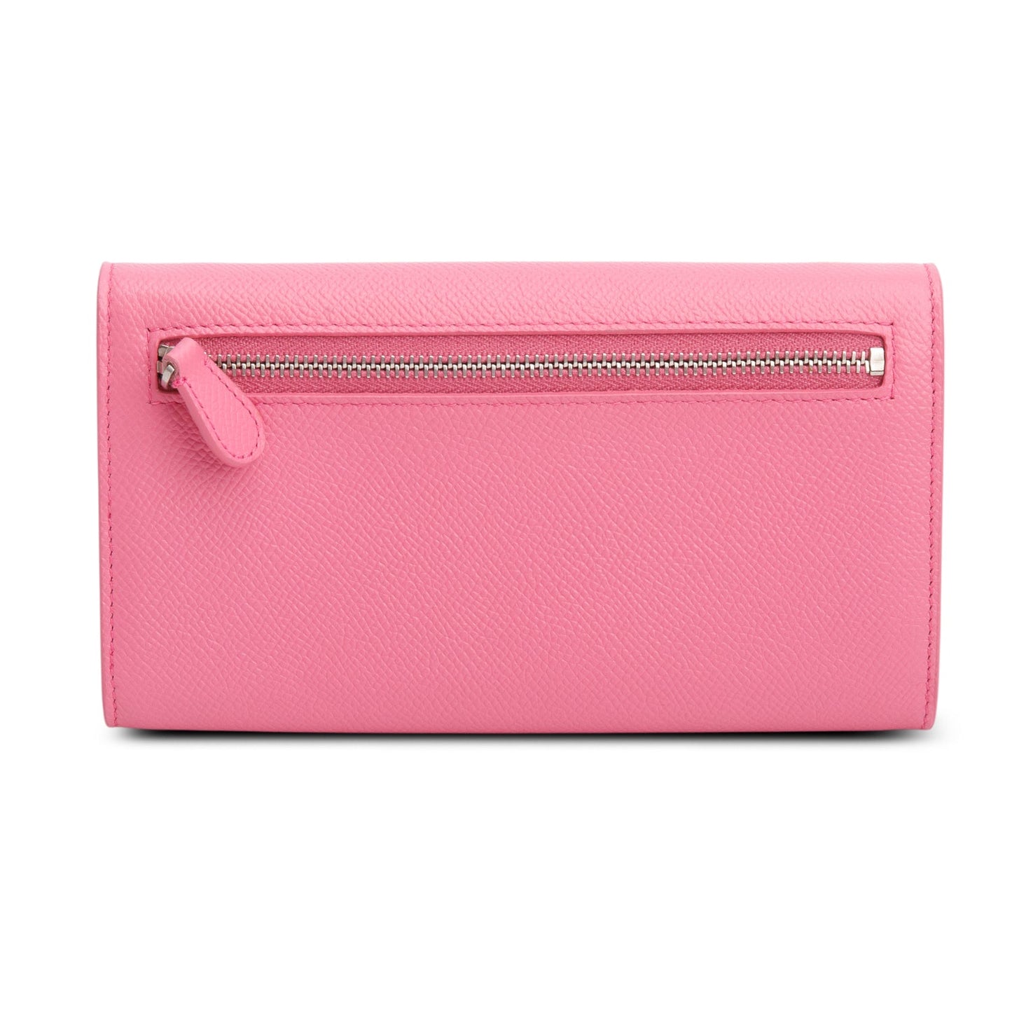 Balenciaga Pink Pebbled Calfskin Logo Everyday Flap Chain Wallet